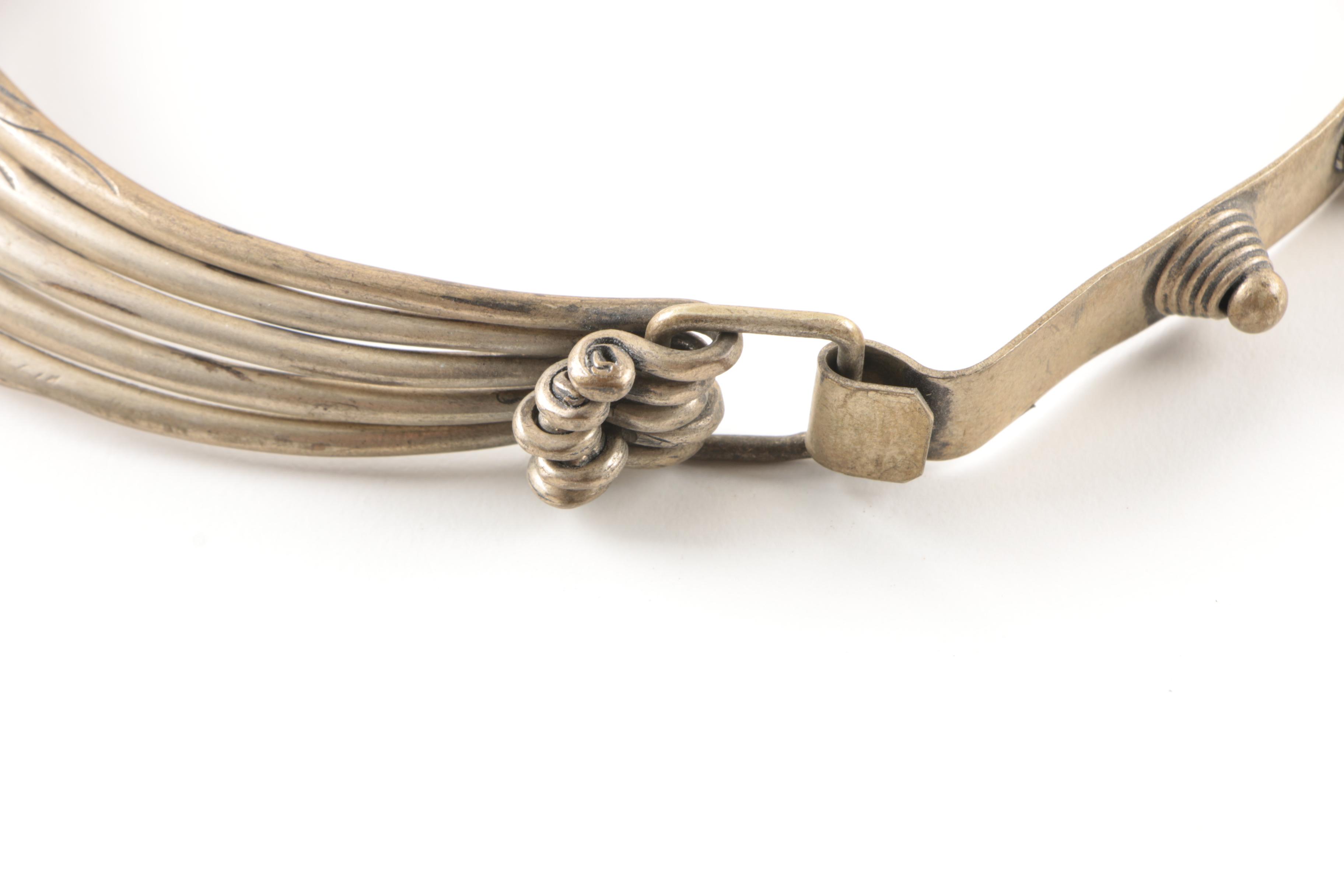 Ornate Miao Hmong Style Etched Quintuple Chain Necklace