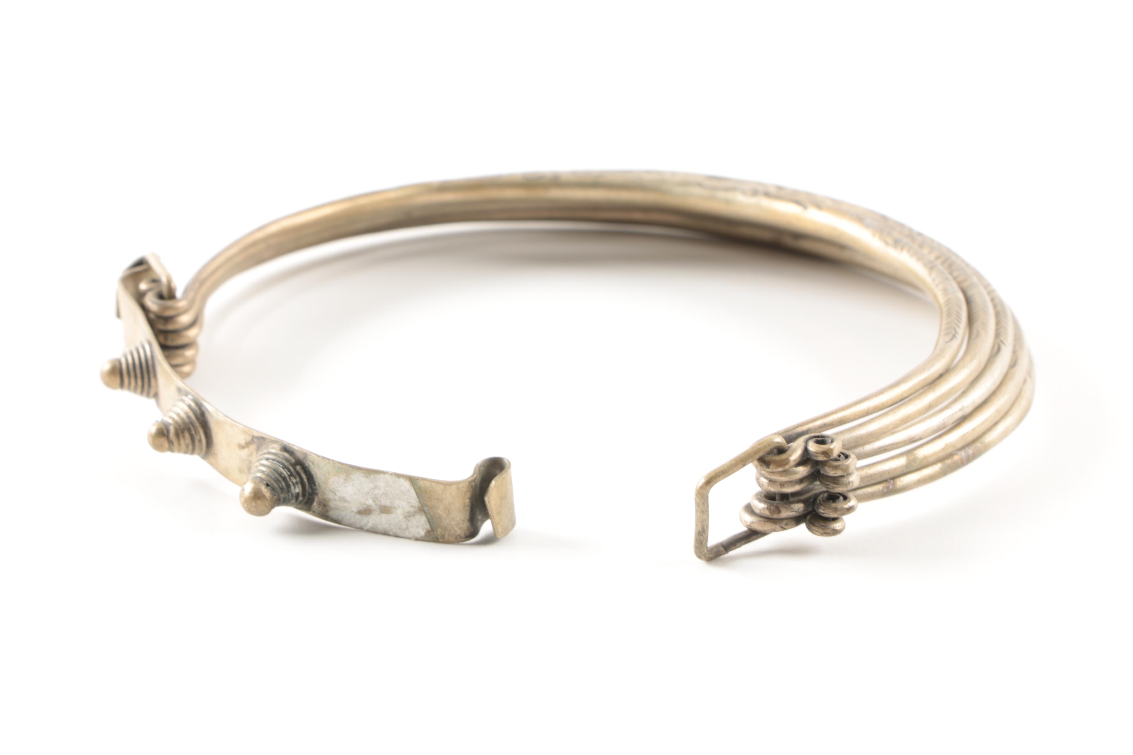 Ornate Miao Hmong Style Etched Quintuple Chain Necklace