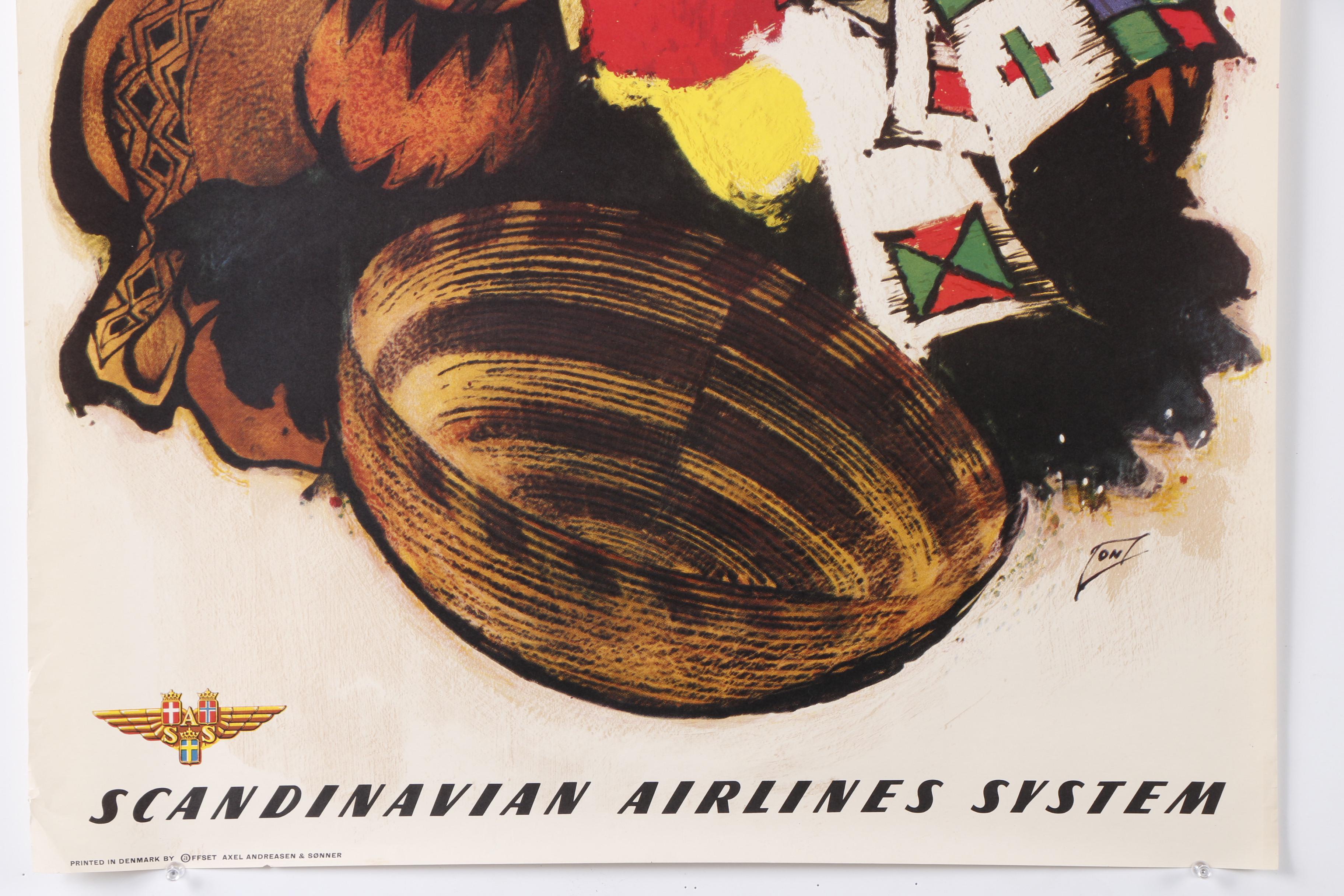 Vintage Offset Lithographs of Travel Posters for Scandinavian Airlines System