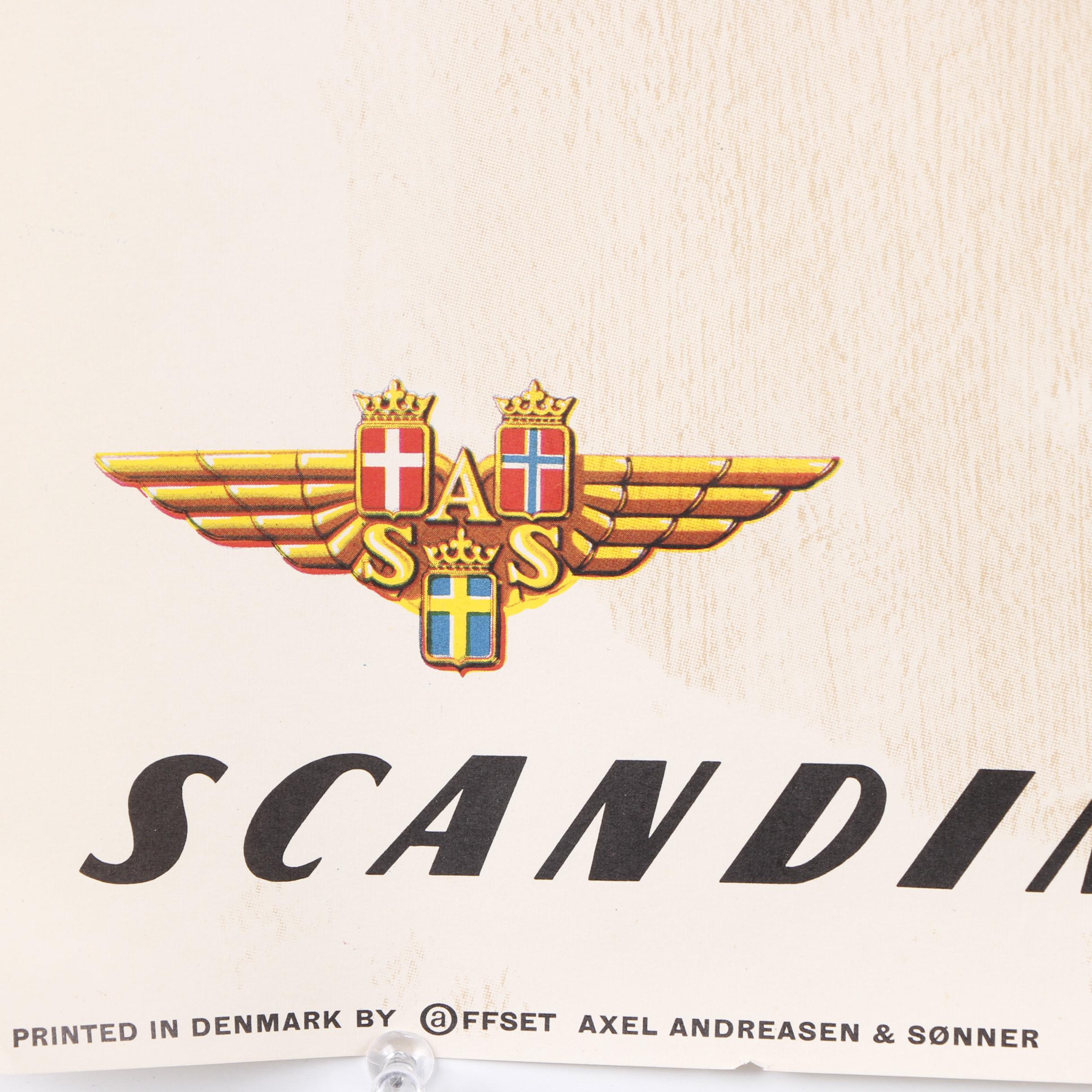 Vintage Offset Lithographs of Travel Posters for Scandinavian Airlines System
