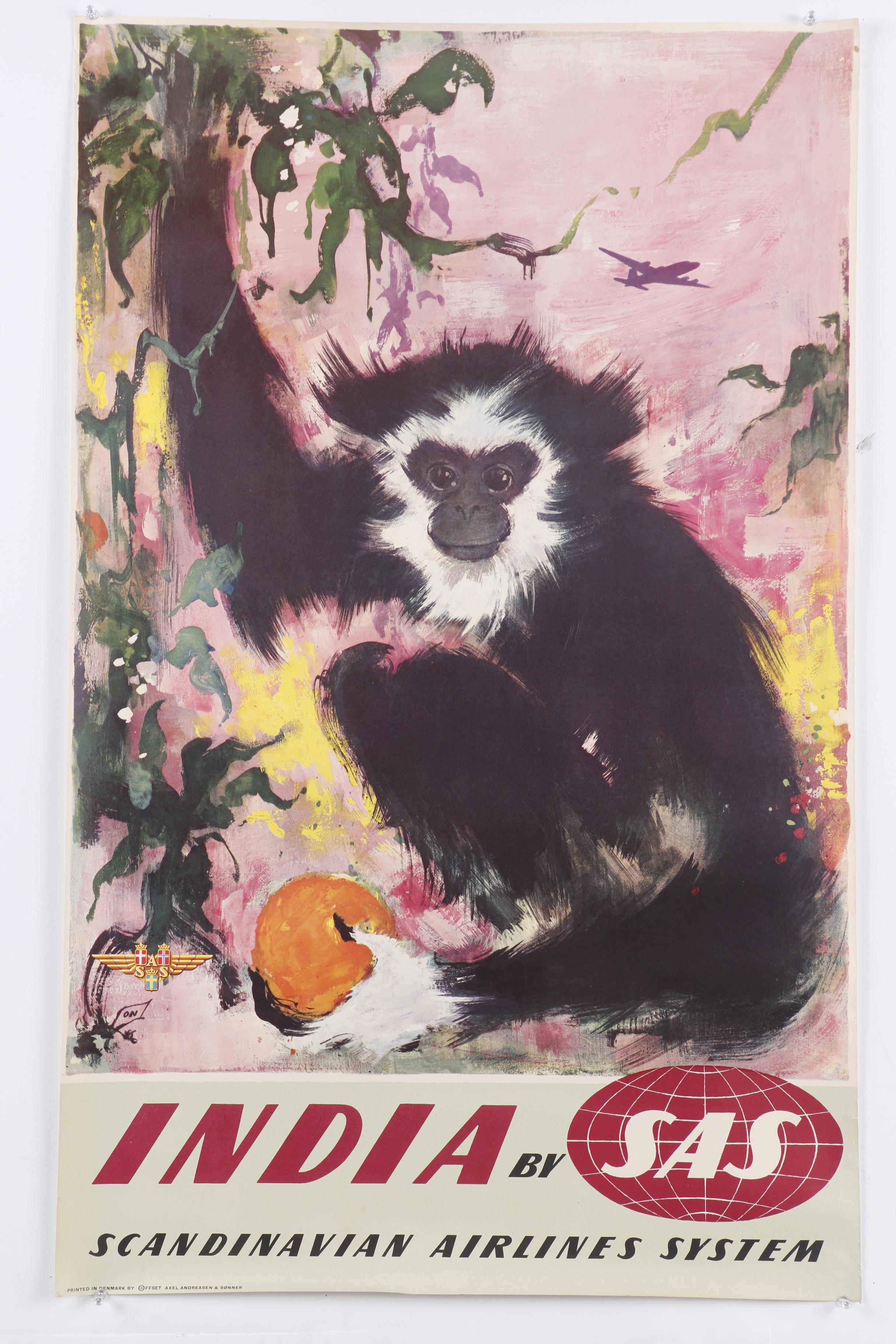 Vintage Offset Lithographs of Travel Posters for Scandinavian Airlines System