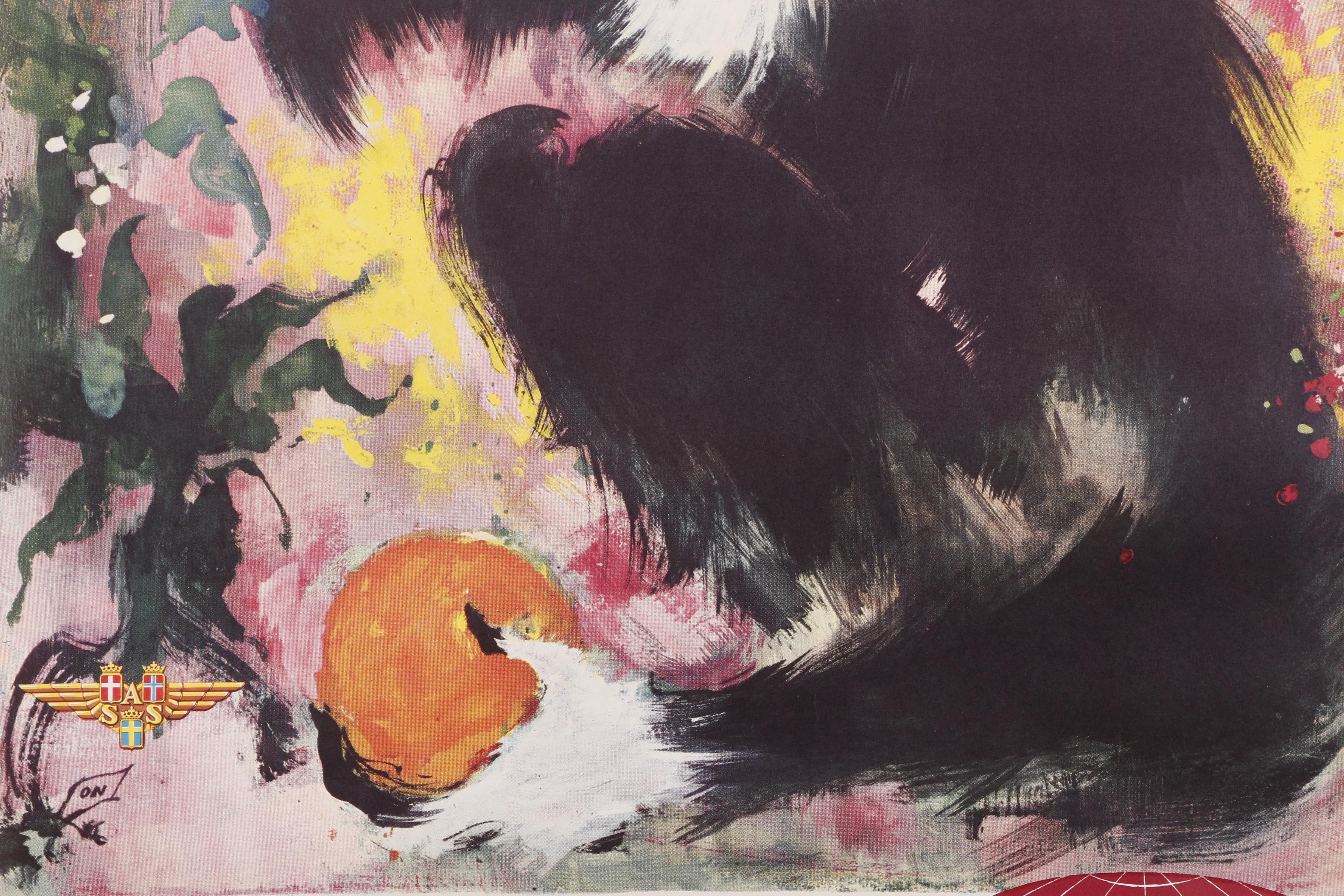 Vintage Offset Lithographs of Travel Posters for Scandinavian Airlines System