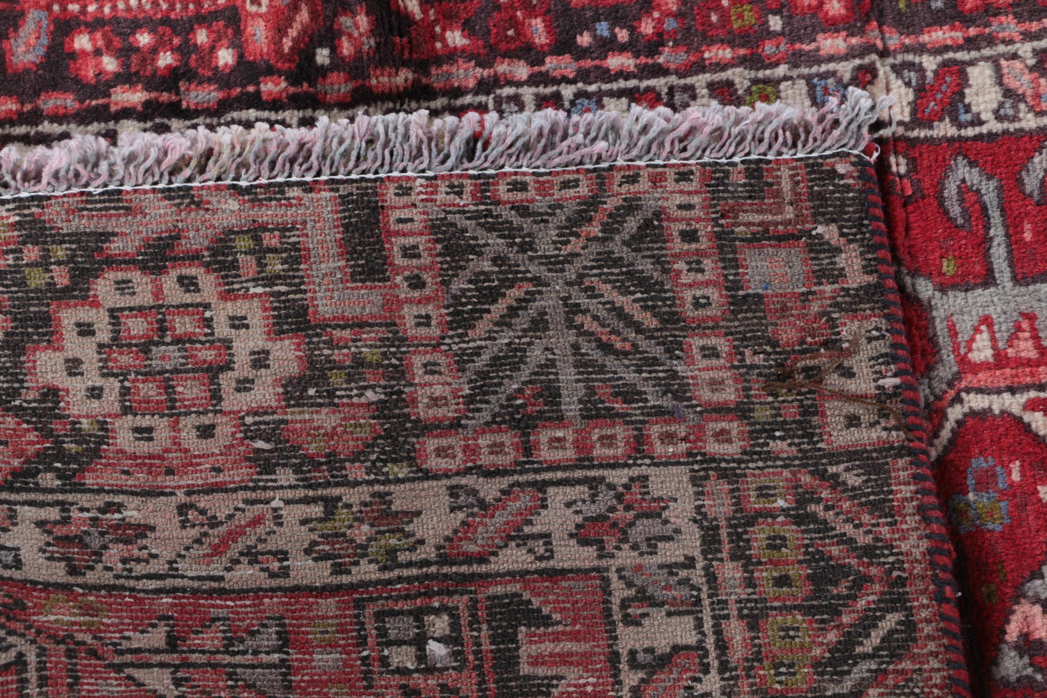 Vintage Hand-Knotted Persian Karaja Wool Carpet Runner