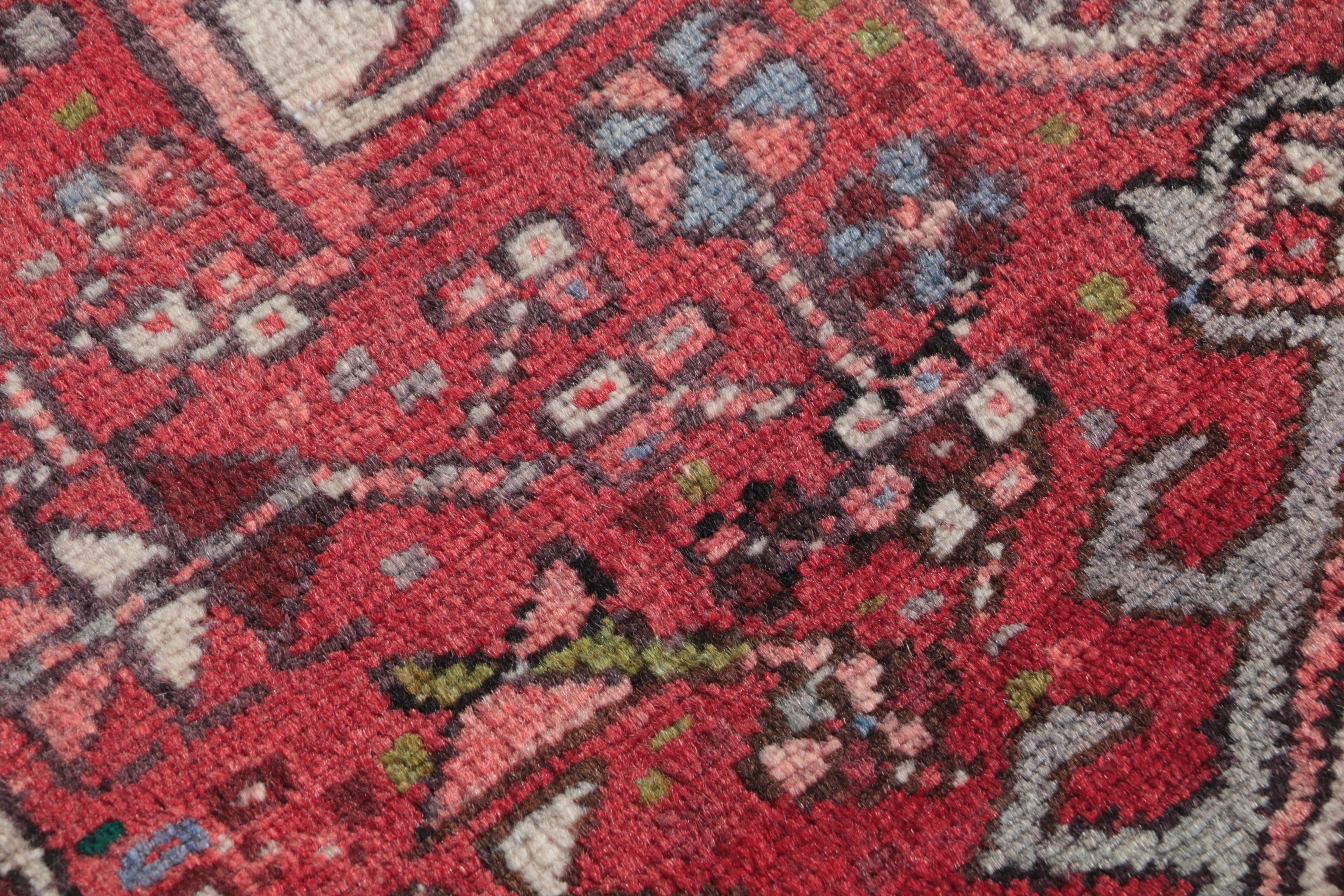 Vintage Hand-Knotted Persian Karaja Wool Carpet Runner