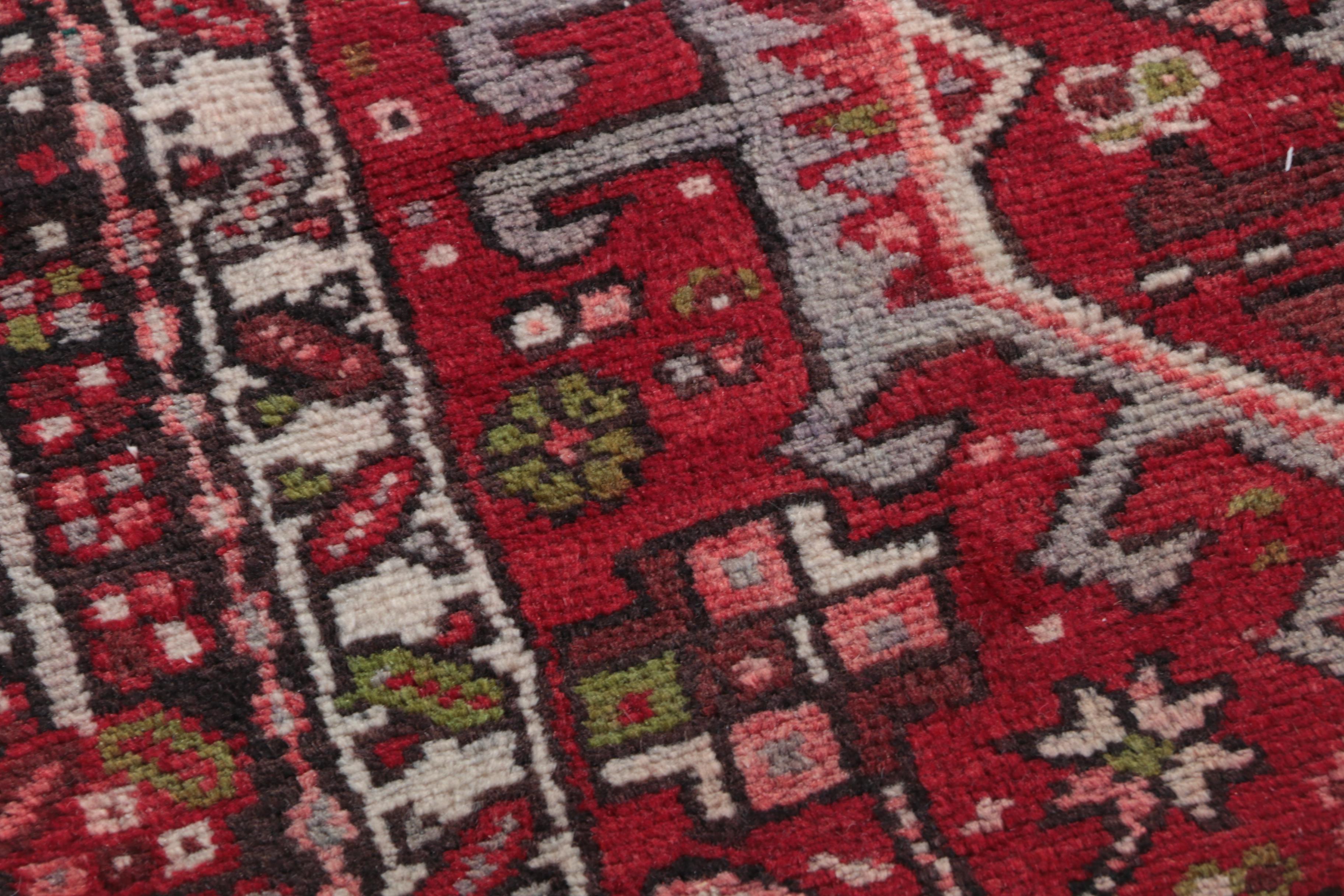 Vintage Hand-Knotted Persian Karaja Wool Carpet Runner