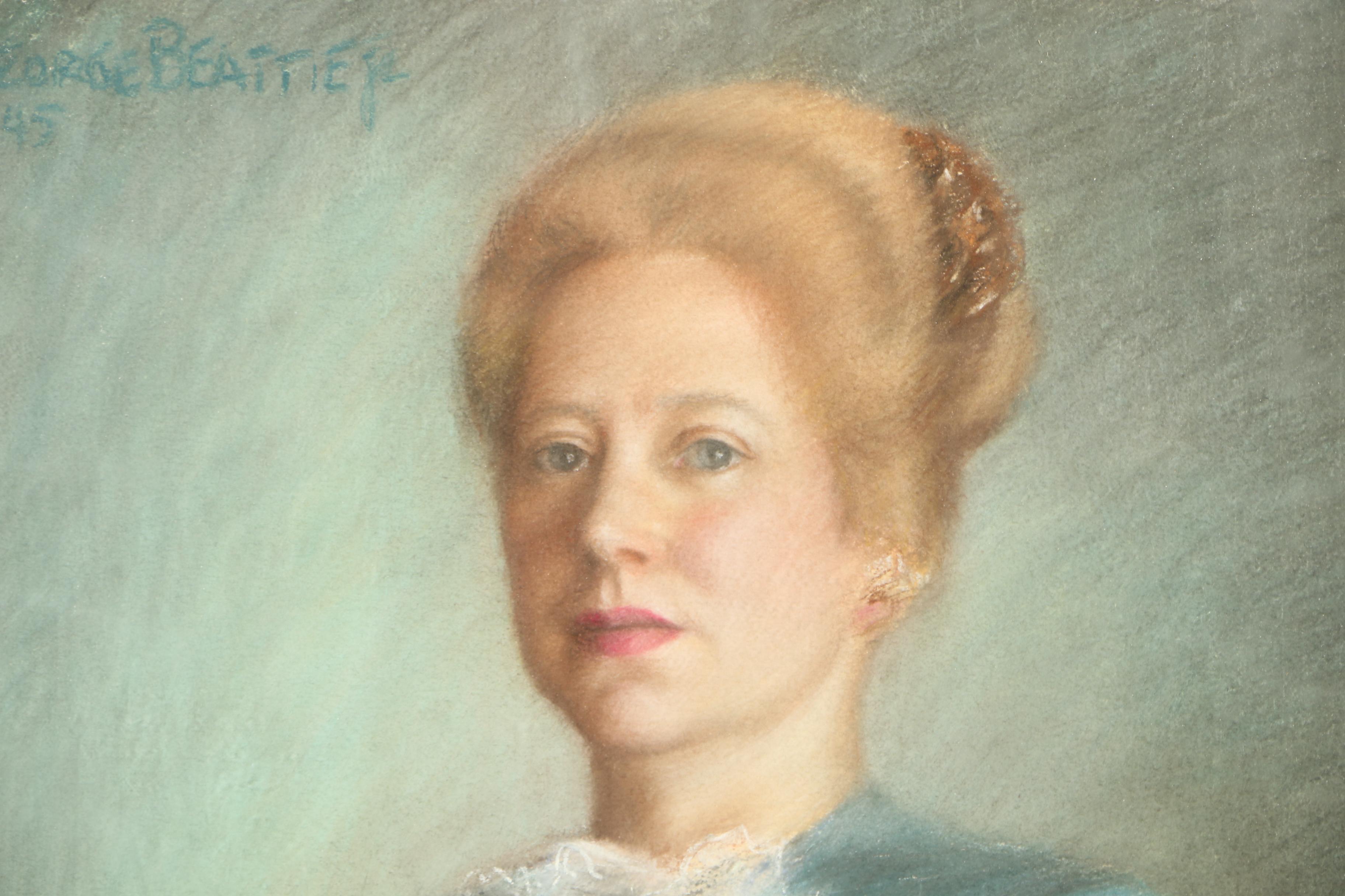1945 George Beattie, Jr. Pastel Portrait of a Woman
