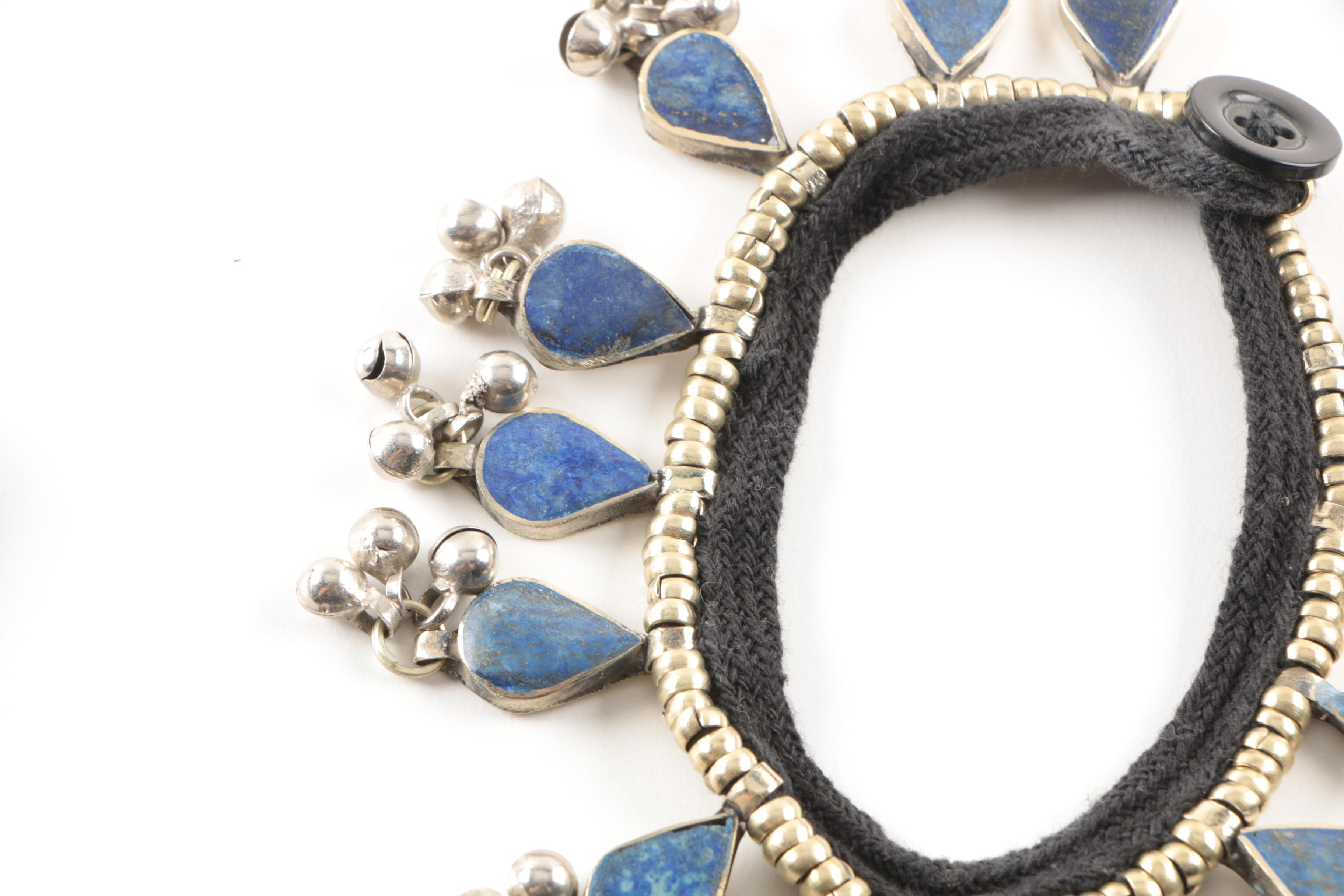 Afghani Style Lapis Lazuli Bracelet and Necklace Set