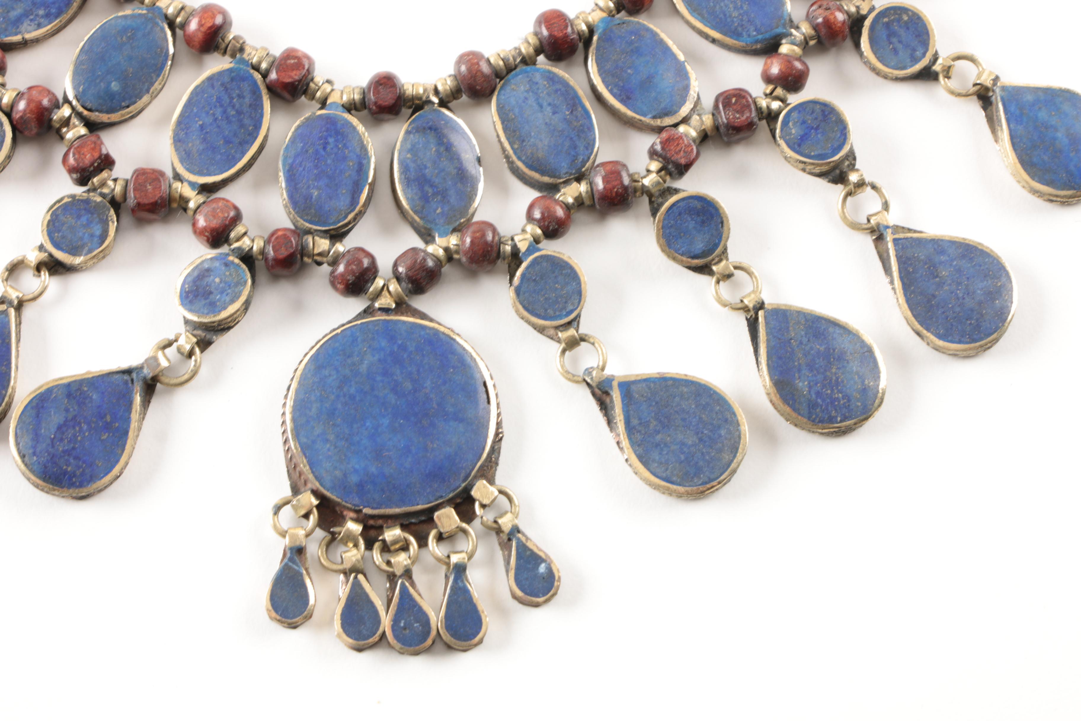 Afghani Style Lapis Lazuli Bracelet and Necklace Set