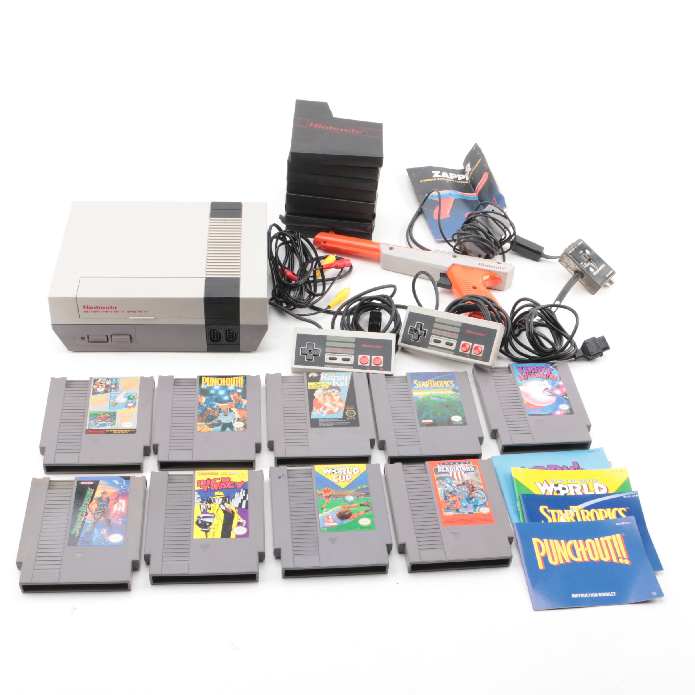 Vintage Nintendo Entertainment System with Games and Accessories