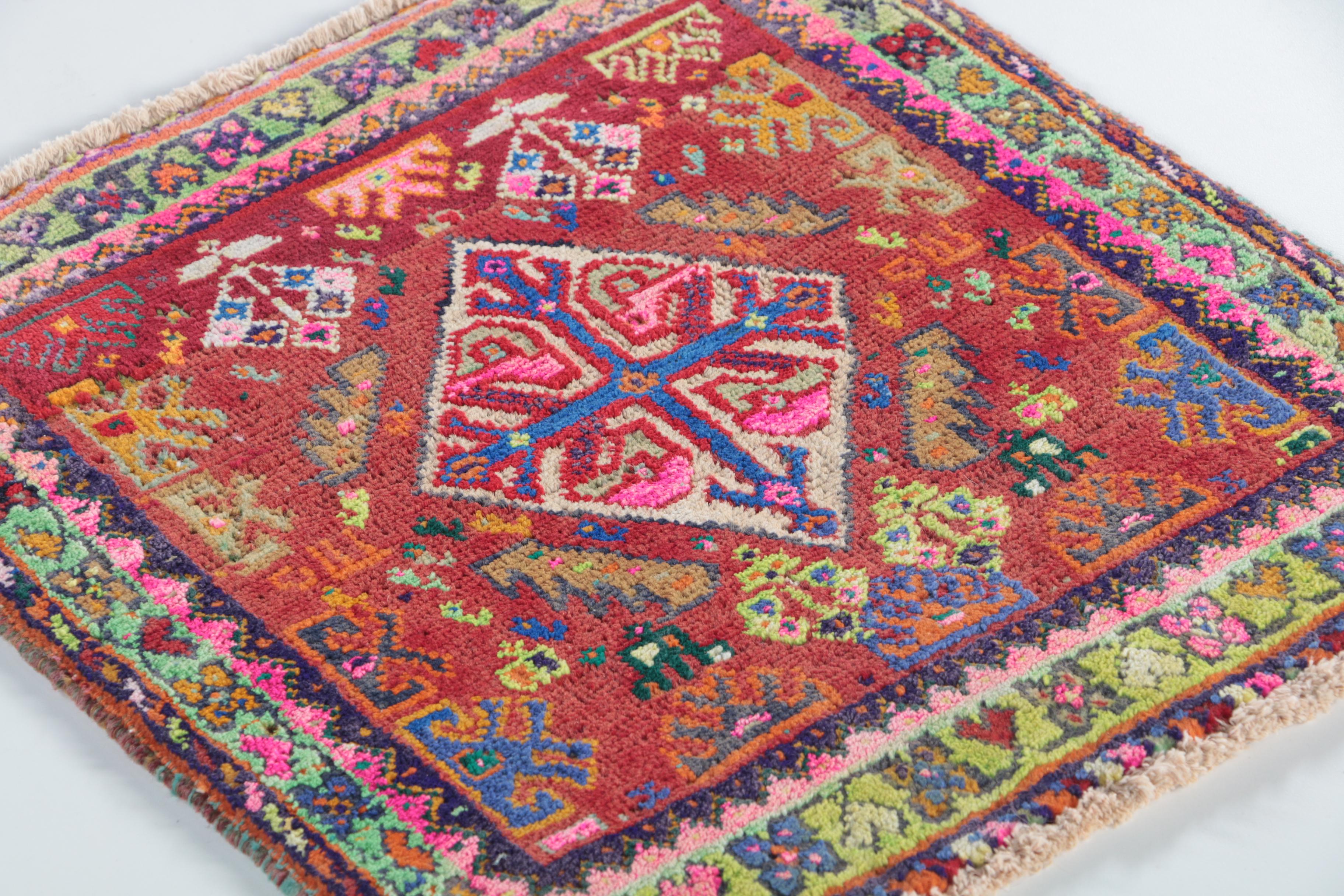 Hand-Knotted Tribal Wool Mat