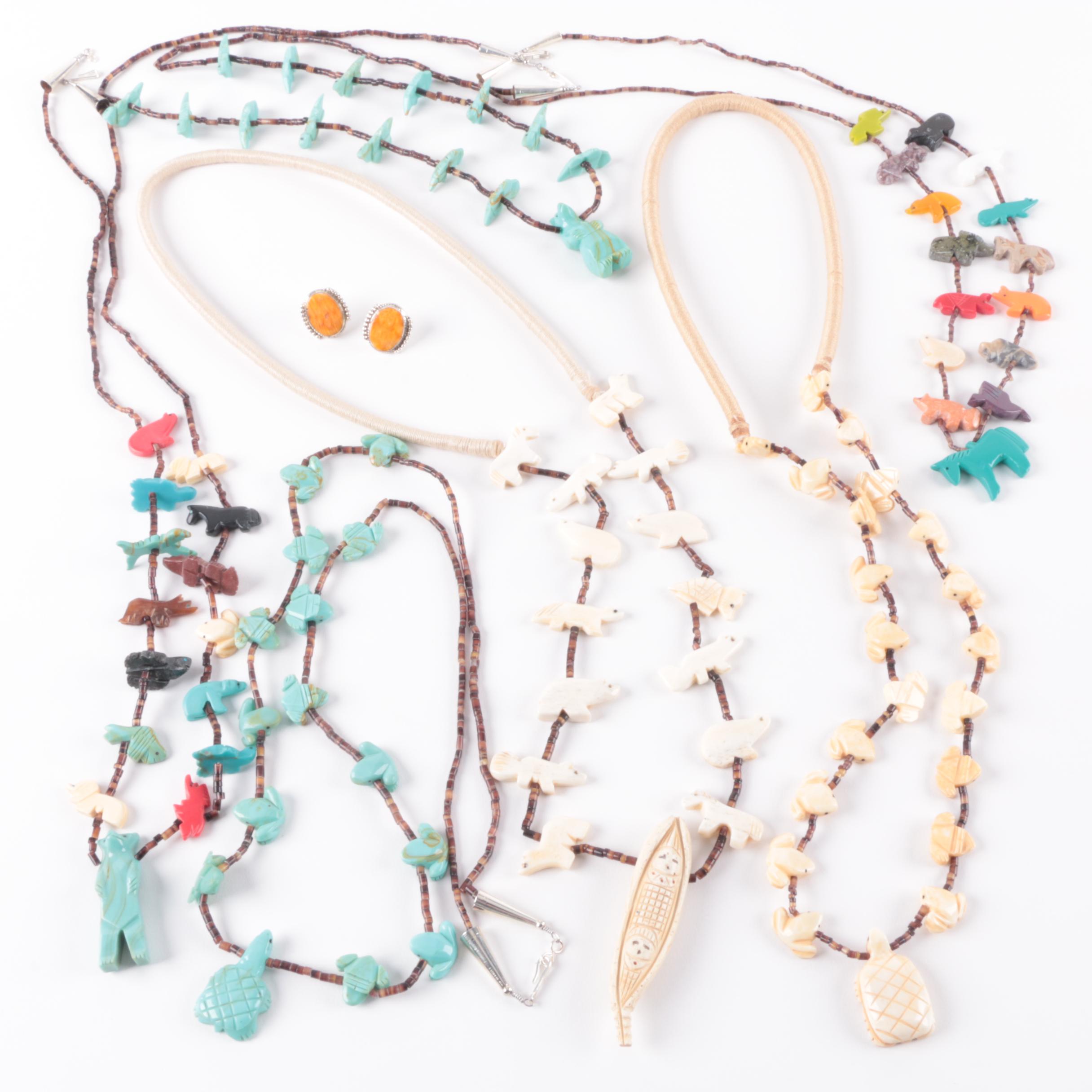 Fetish Necklace Selection Featuring Sterling Silver Earrings