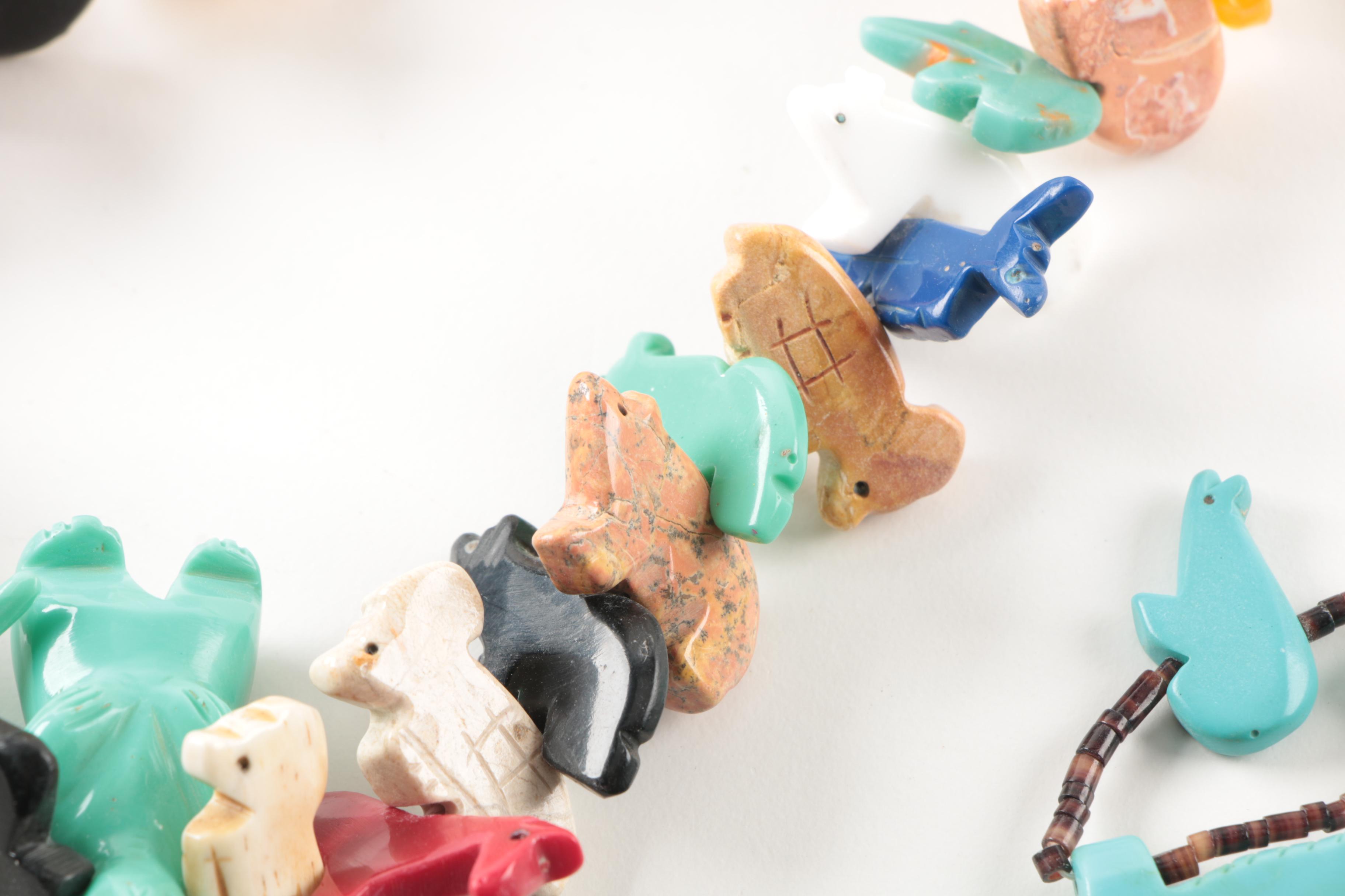 Sterling Silver Jewelry Selection Including Fetish Necklaces