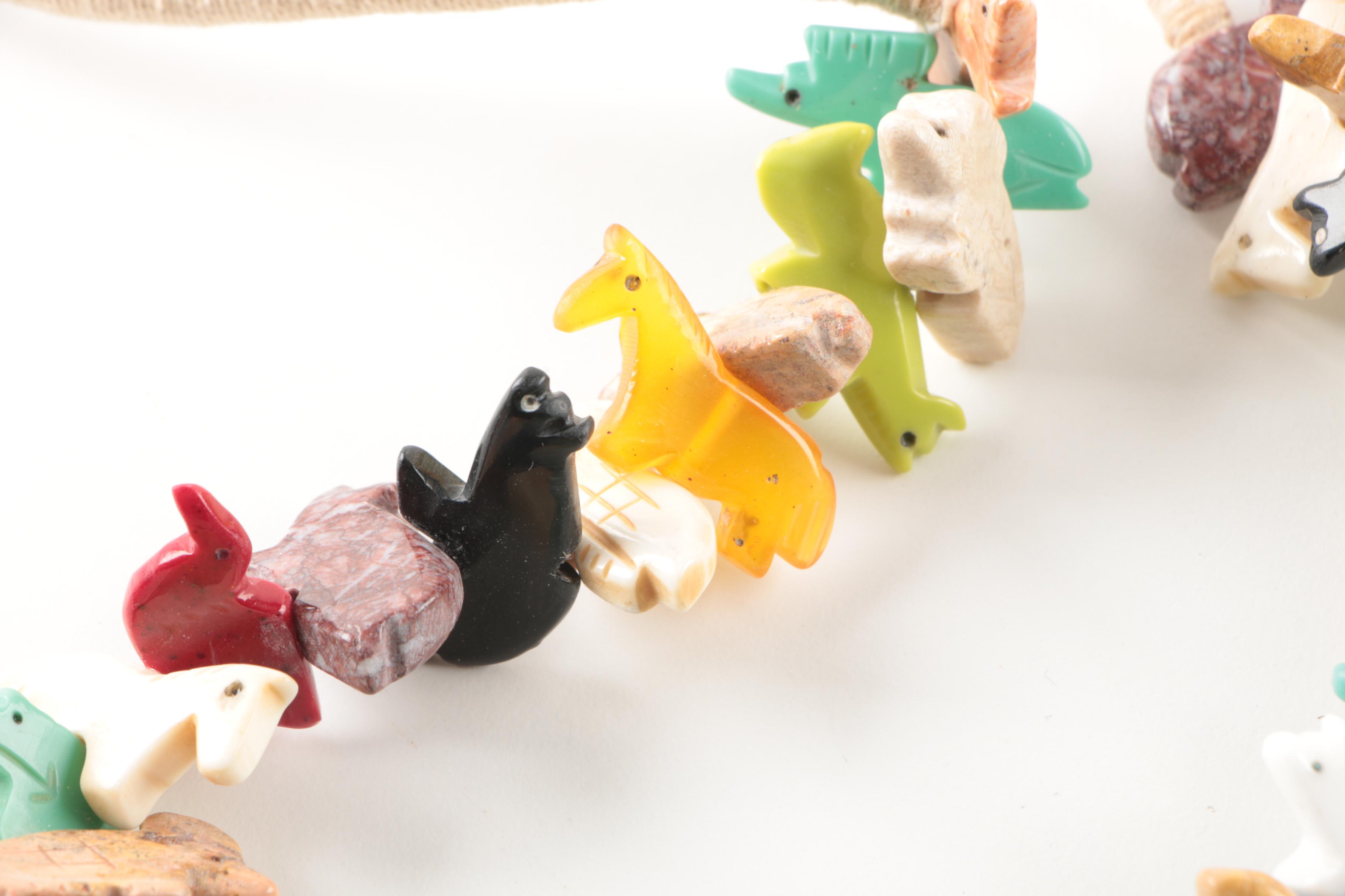 Sterling Silver Jewelry Selection Including Fetish Necklaces