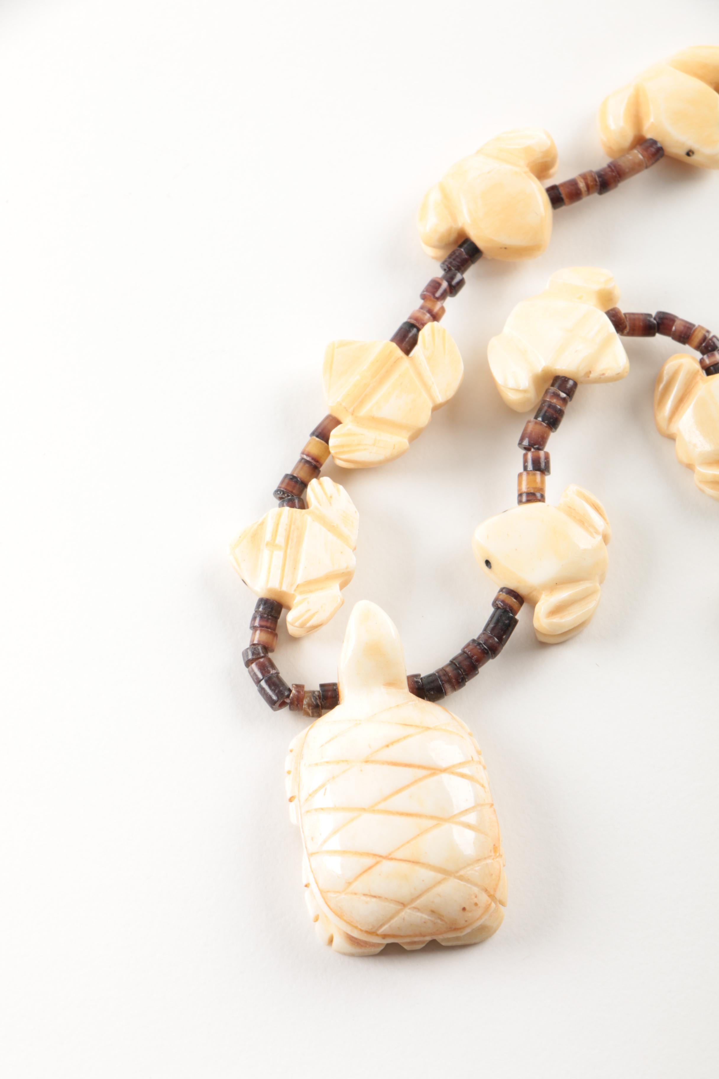 Sterling Silver Jewelry Selection Including Fetish Necklaces