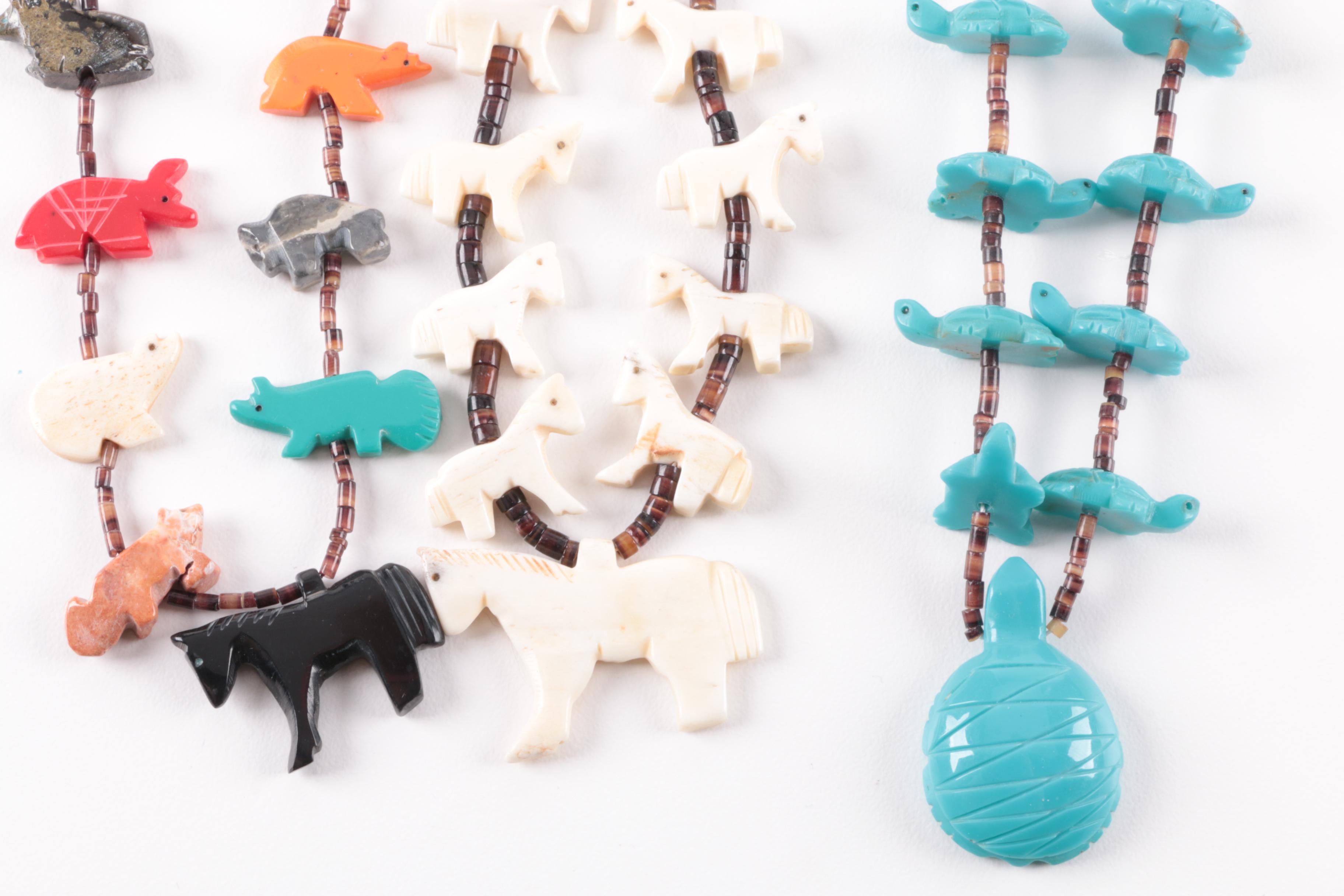 Fetish Necklace Selection Including Sterling Silver Earrings