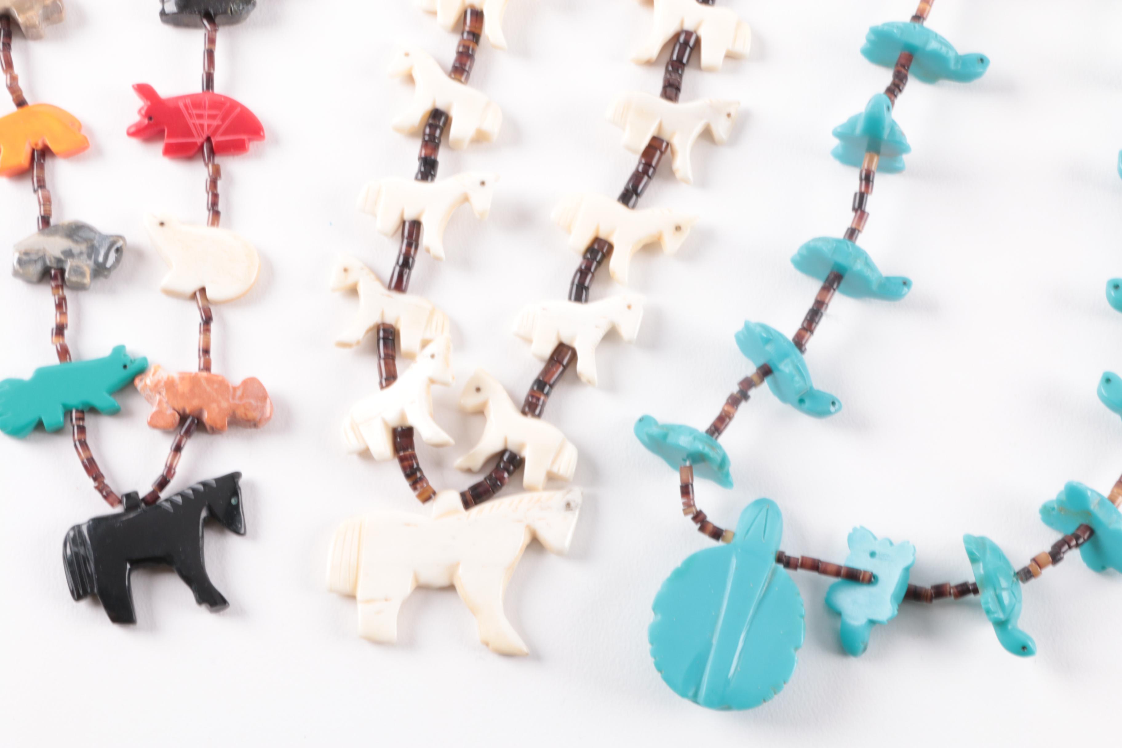 Fetish Necklace Selection Including Sterling Silver Earrings