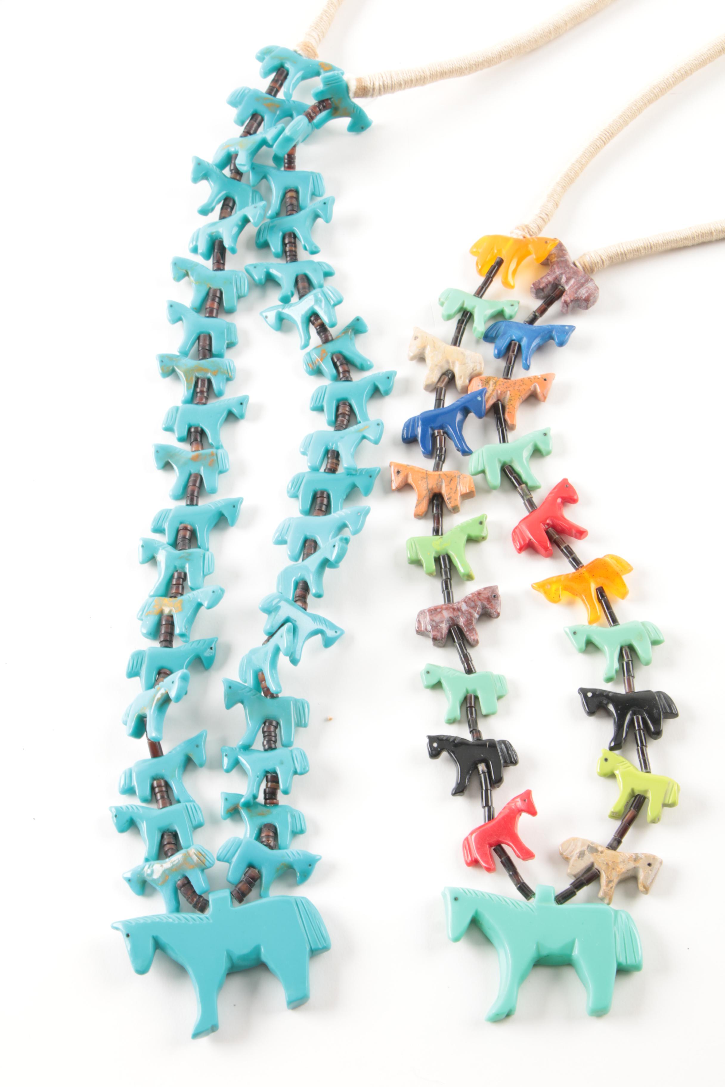 Fetish Necklace Selection Including Sterling Silver Earrings