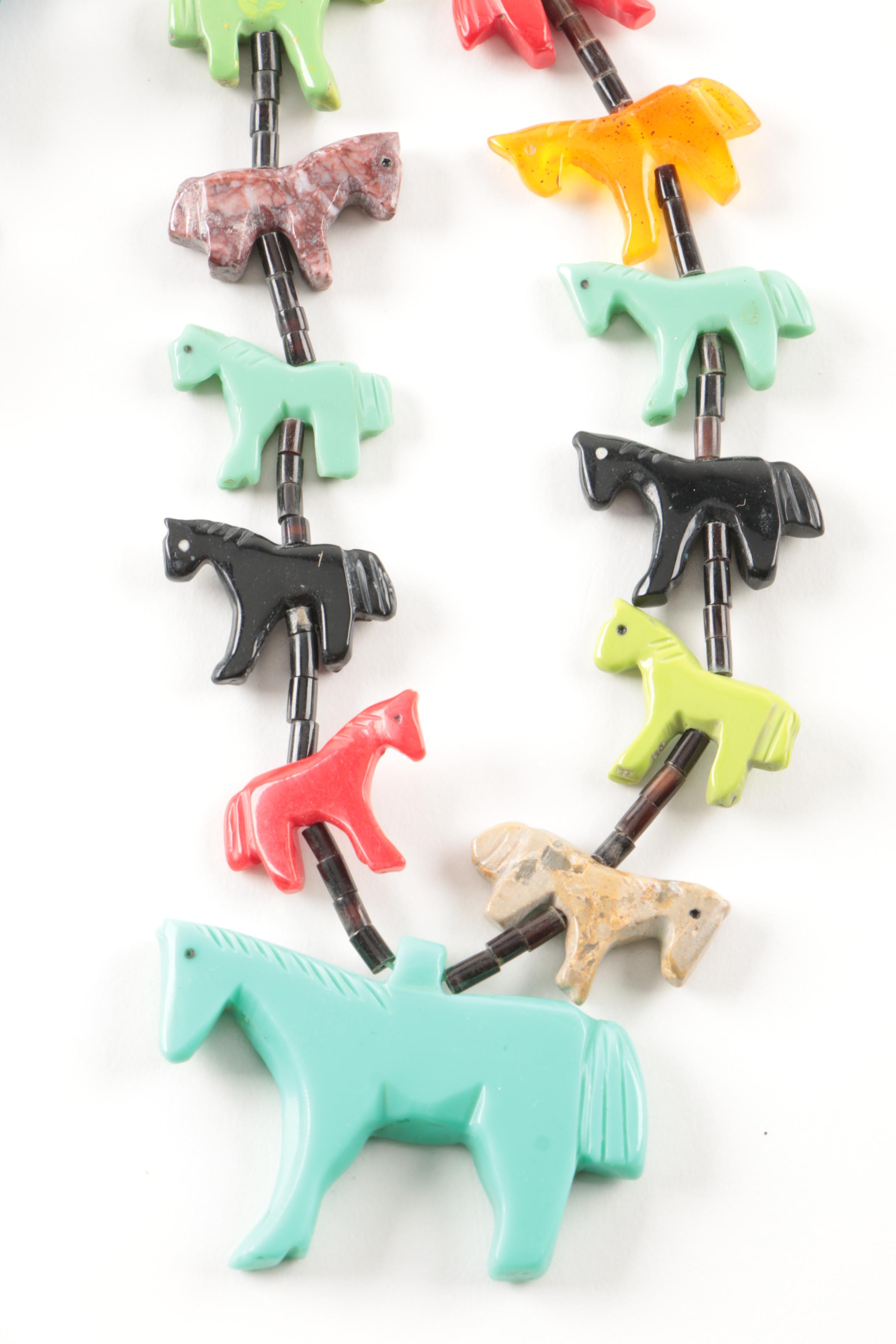 Fetish Necklace Selection Including Sterling Silver Earrings