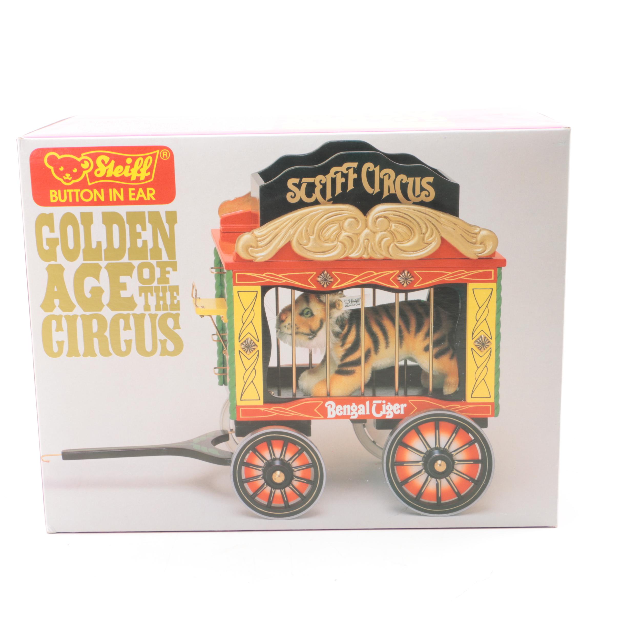 Vintage Steiff "Golden Age of The Circus" Wooden Cage and Tiger
