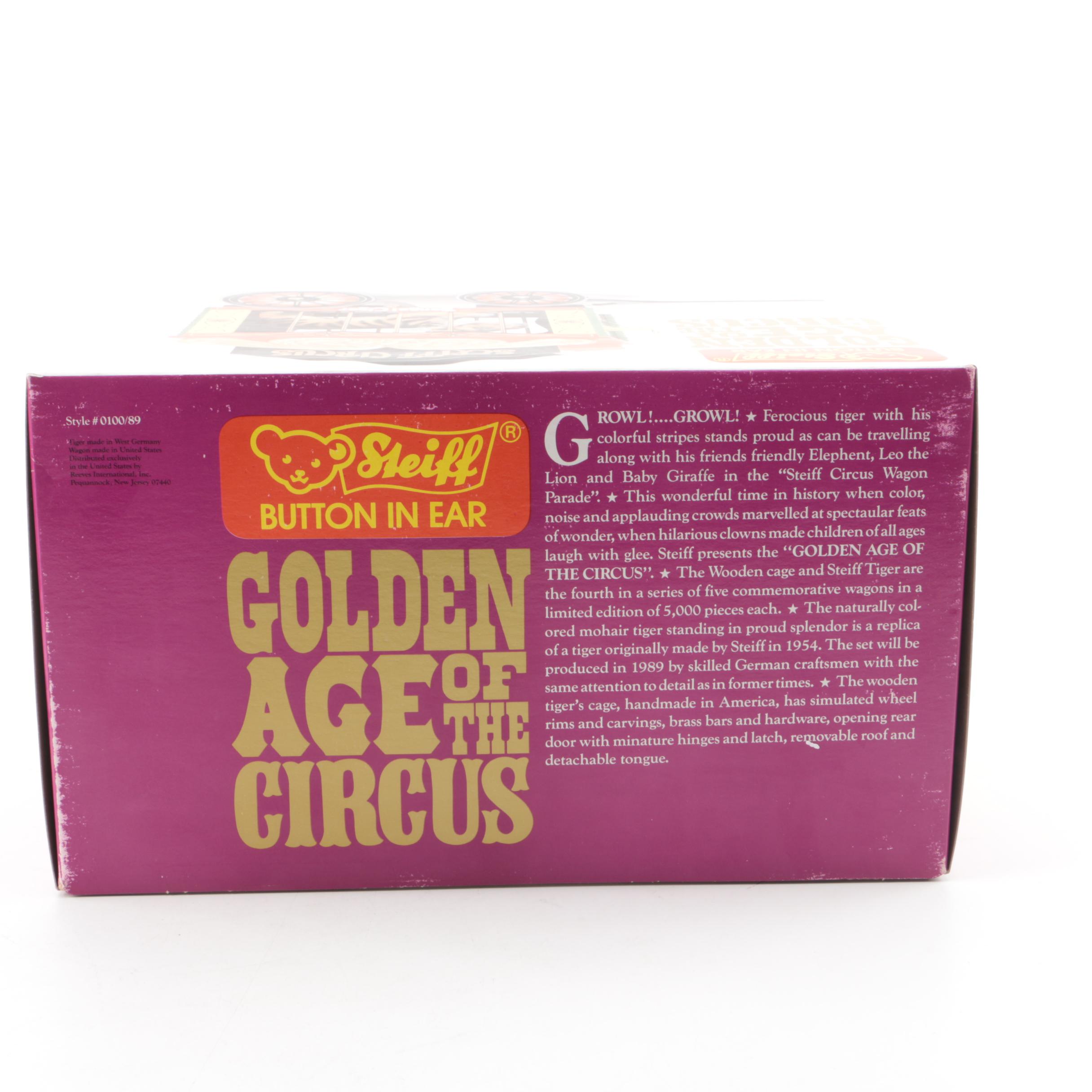 Vintage Steiff "Golden Age of The Circus" Wooden Cage and Tiger