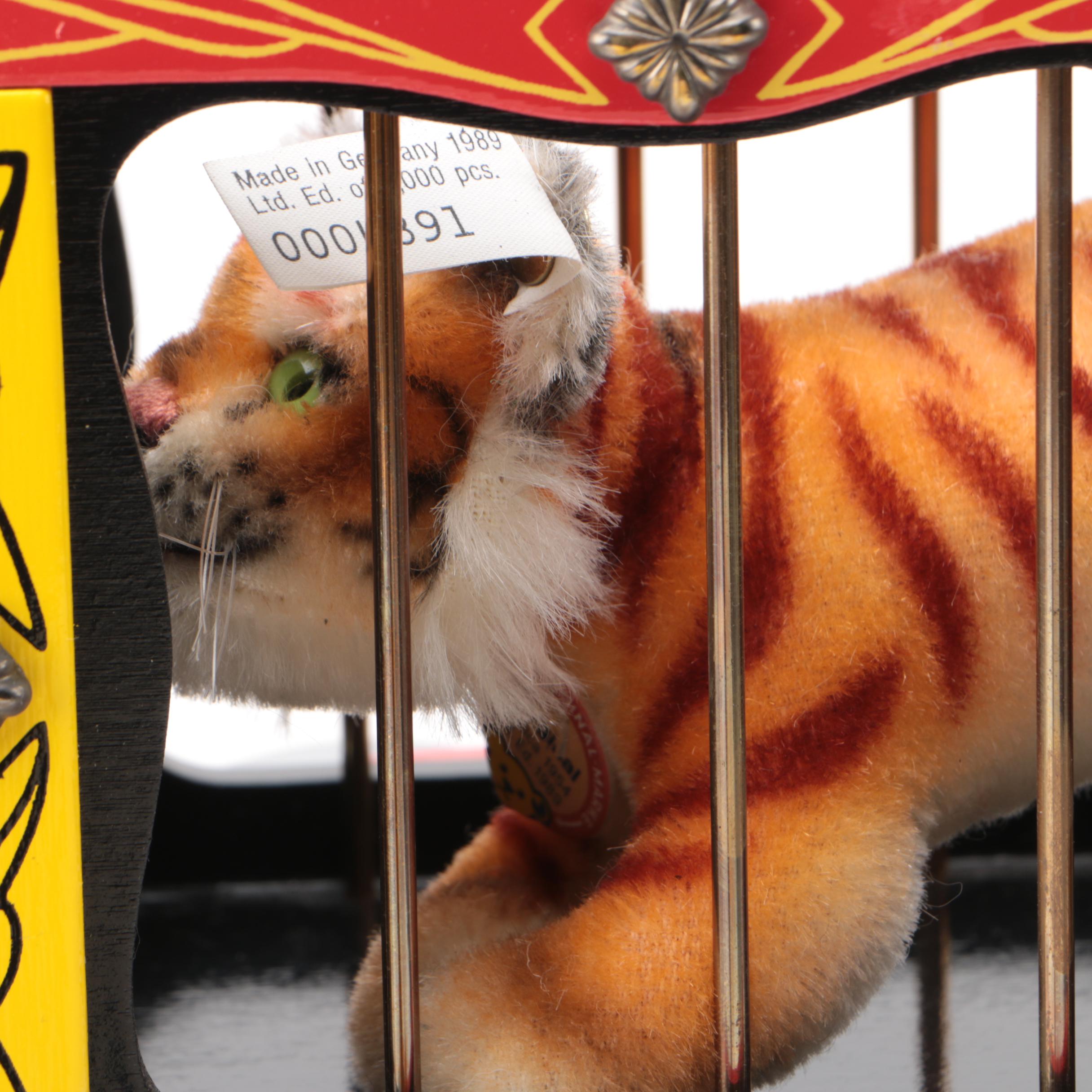 Vintage Steiff "Golden Age of The Circus" Wooden Cage and Tiger