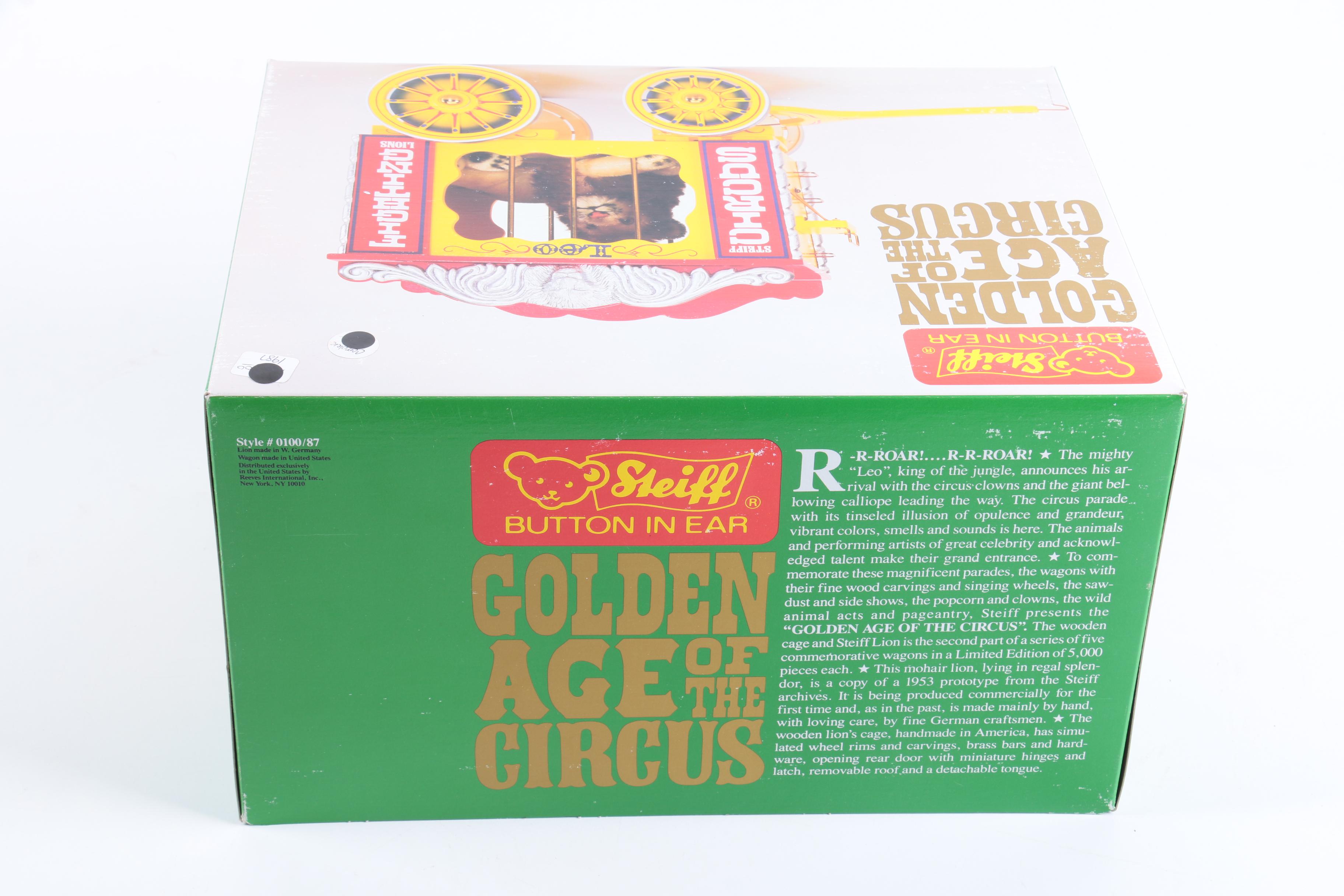 Steiff USA Exclusive "Golden Age of the Circus" Plush Lion in Cage Wagon