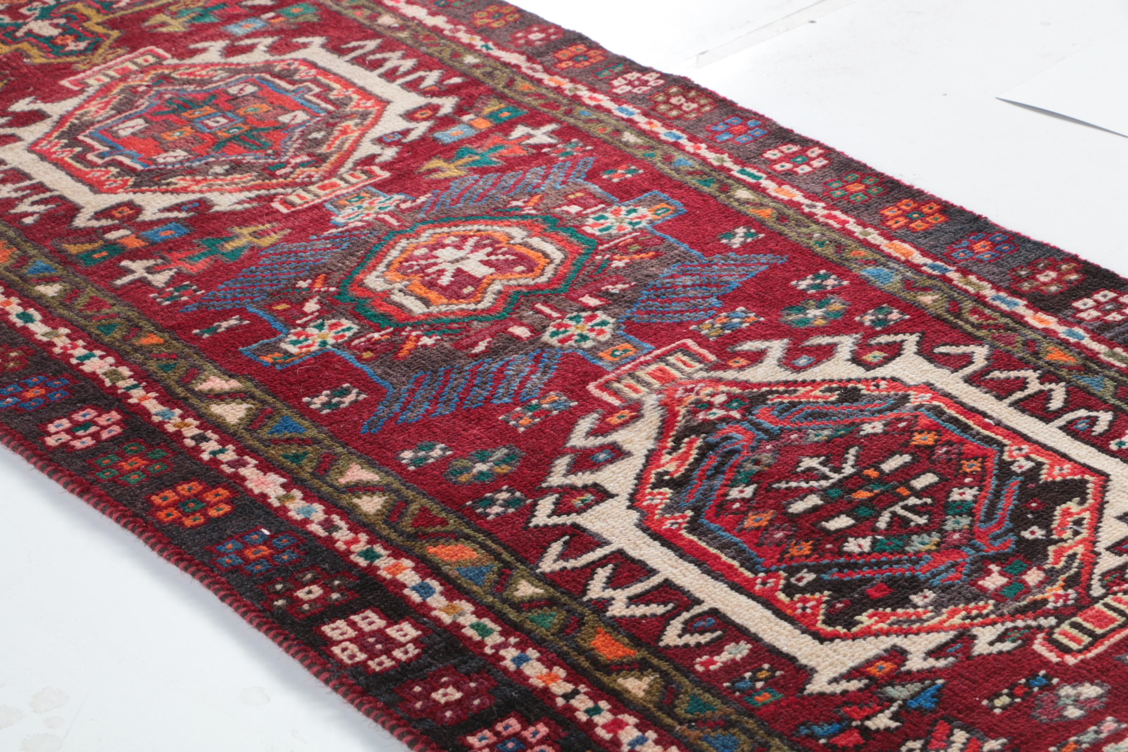 Hand-Knotted Persian Karaja Carpet Runner