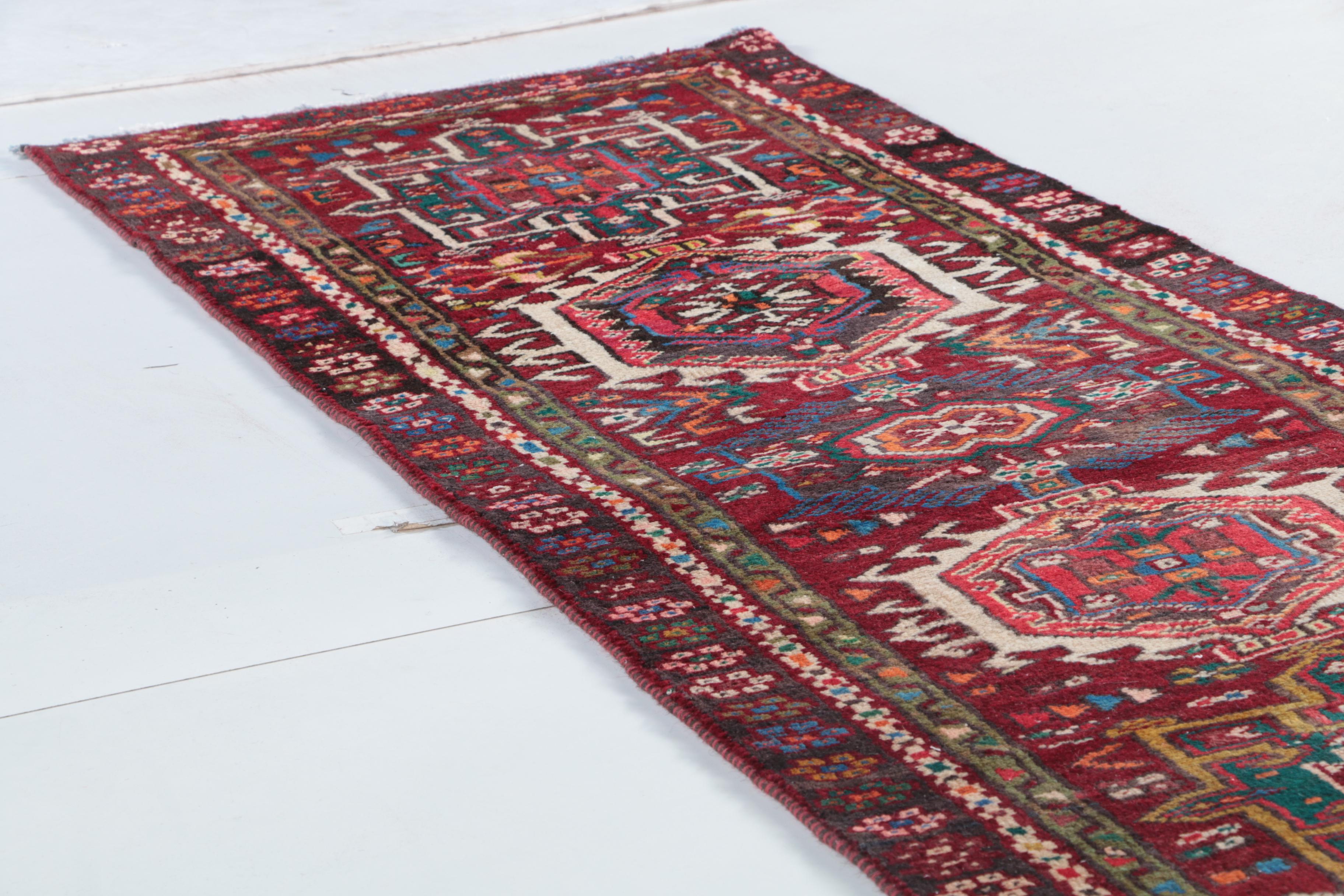 Hand-Knotted Persian Karaja Carpet Runner