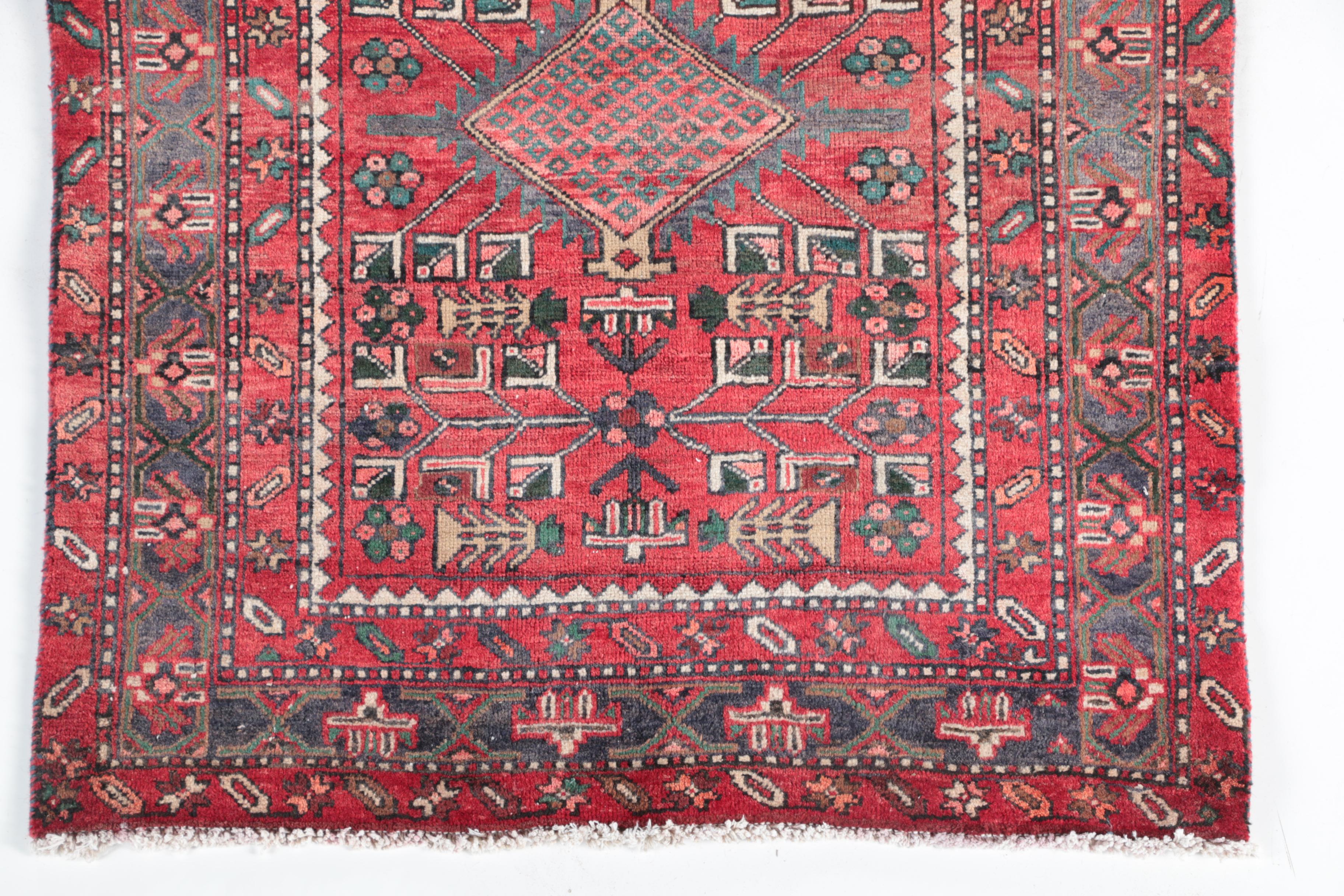 Hand-Knotted Shirvan Kazak Wool Carpet Runner