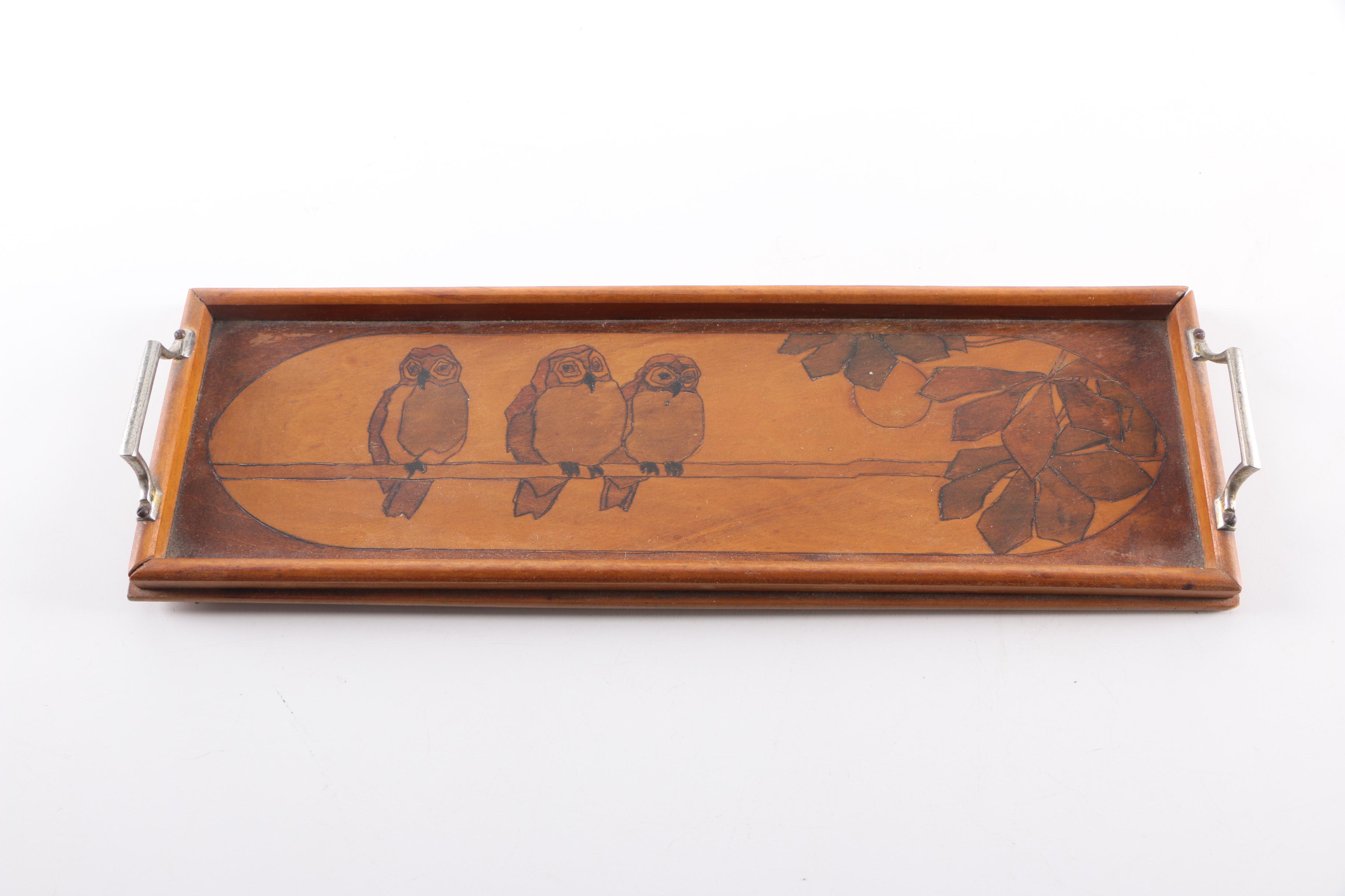 Hand Carved Wooden Tray and Klaus Stange Alder Wood Bowl