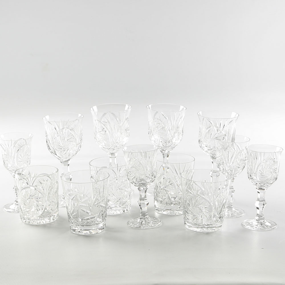American Brilliant Period Style Cut Glass Barware