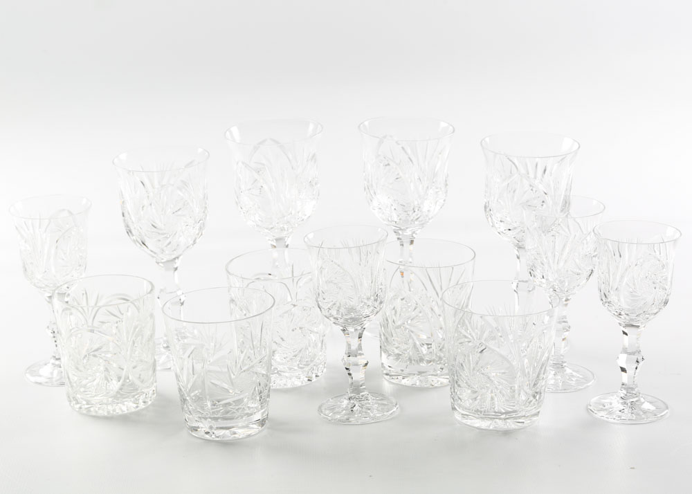 American Brilliant Period Style Cut Glass Barware