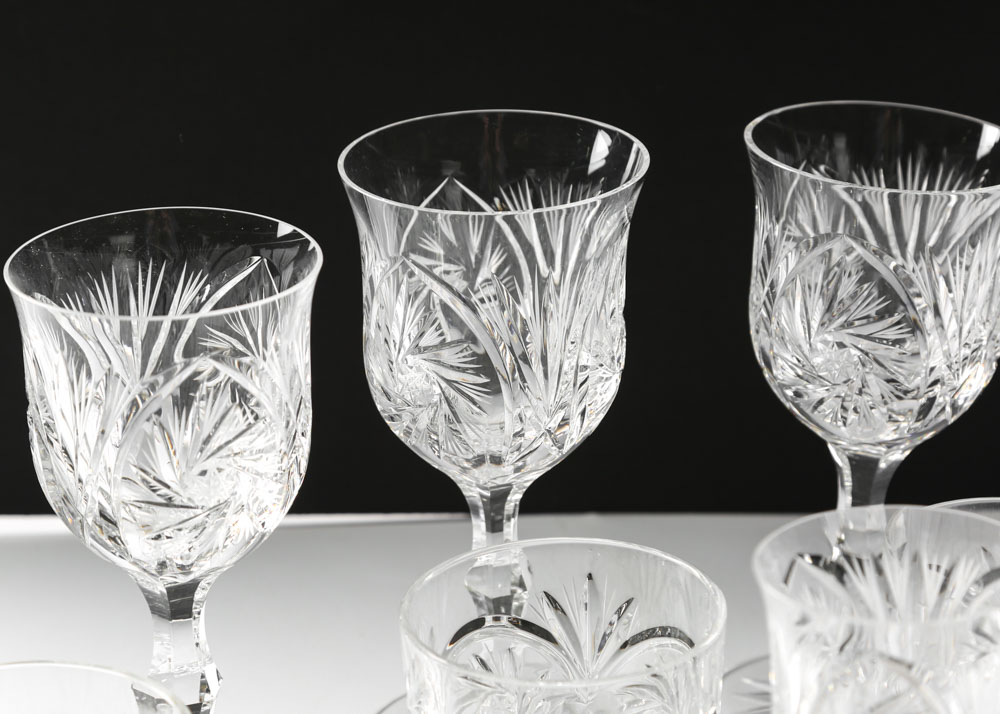 American Brilliant Period Style Cut Glass Barware