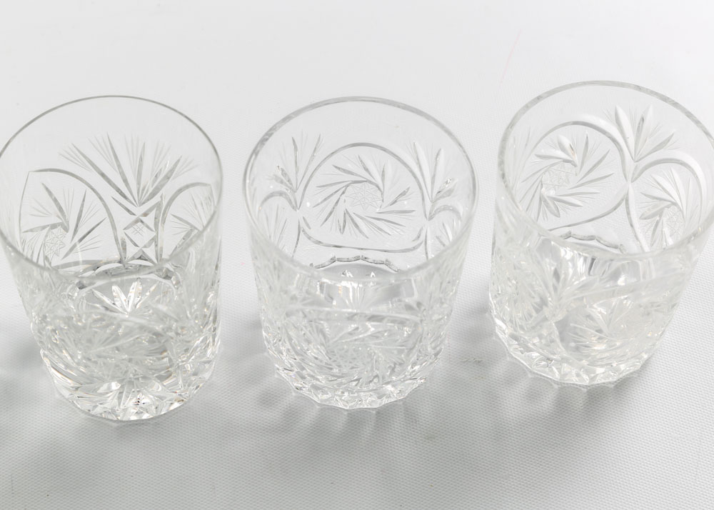 American Brilliant Period Style Cut Glass Barware