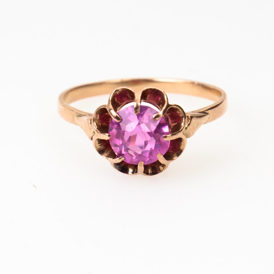 10K Rose Gold Imitation Gemstone Ring