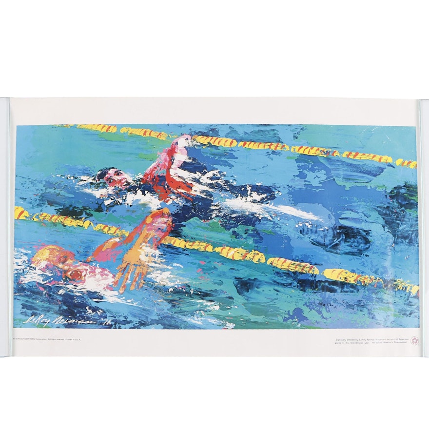 Offset Lithograph After LeRoy Neiman "Olympic Swimmers"