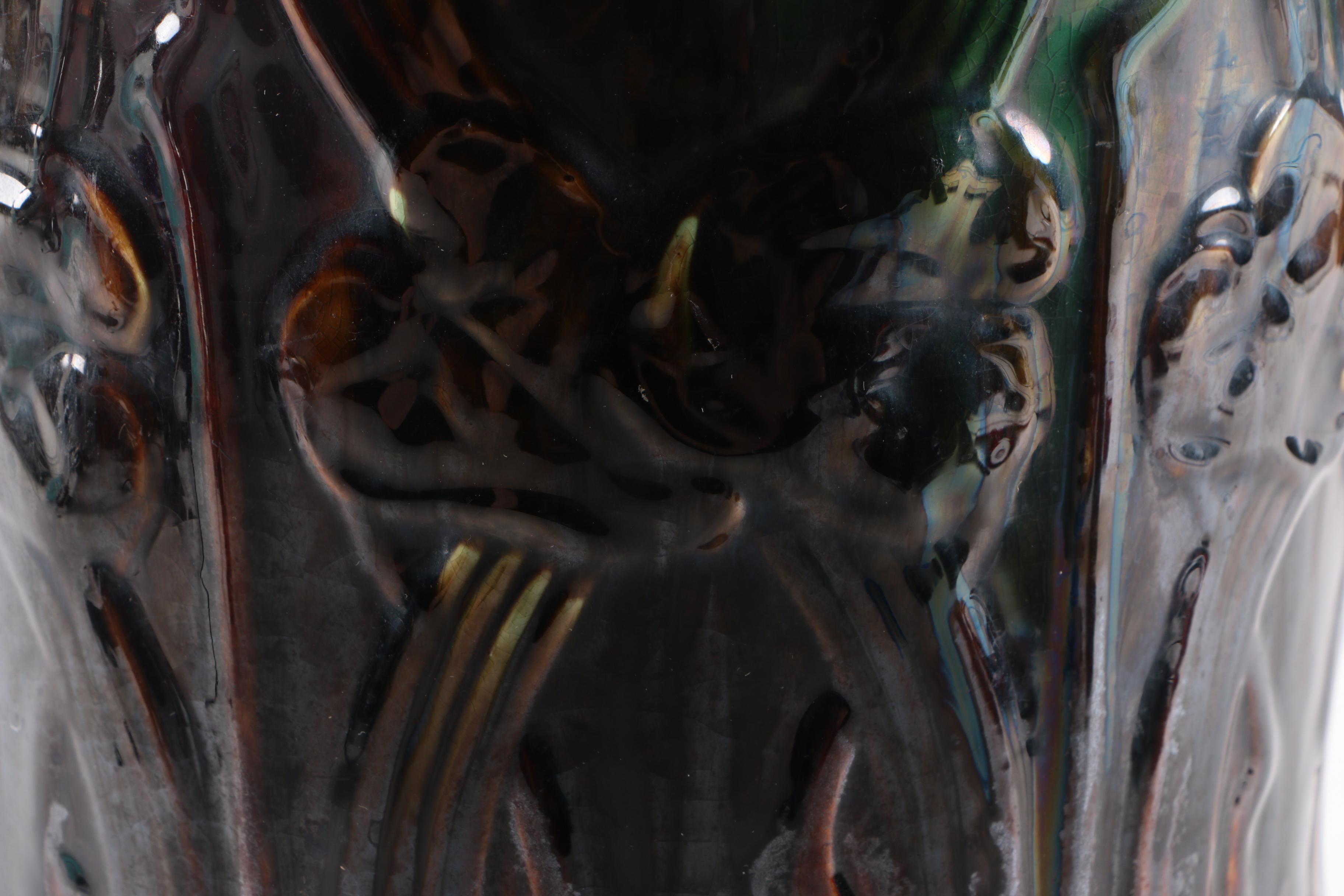 Vintage Majolica Umbrella Stand in the Style of Weller