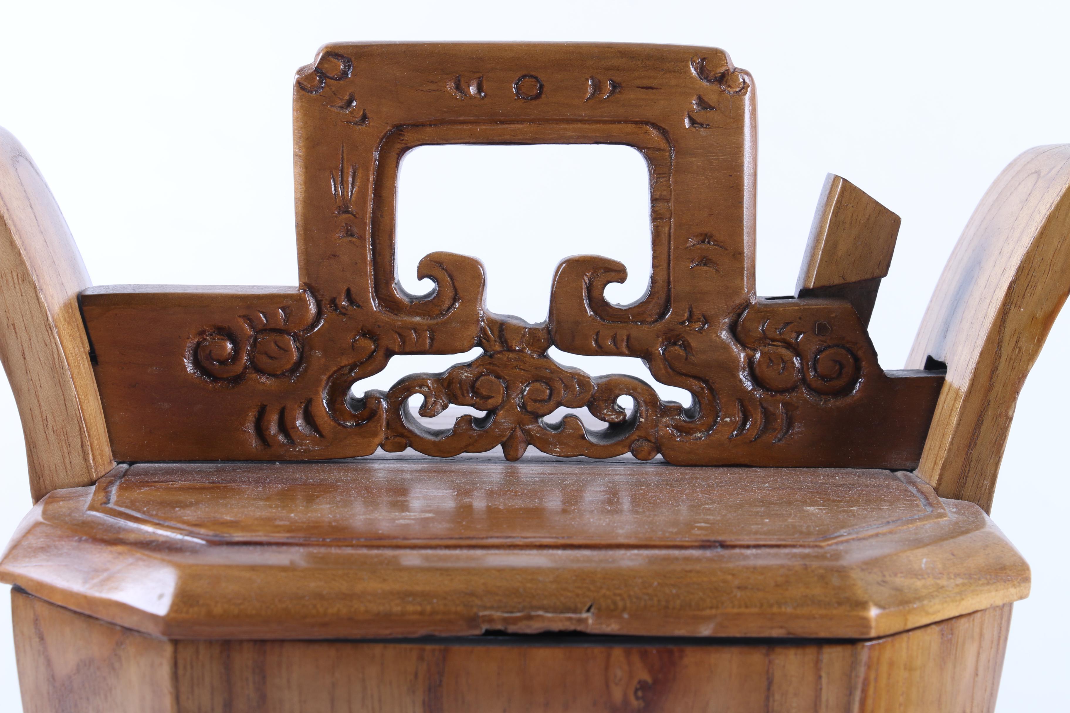 Vintage Carved Chinese Lunch Box Baskets