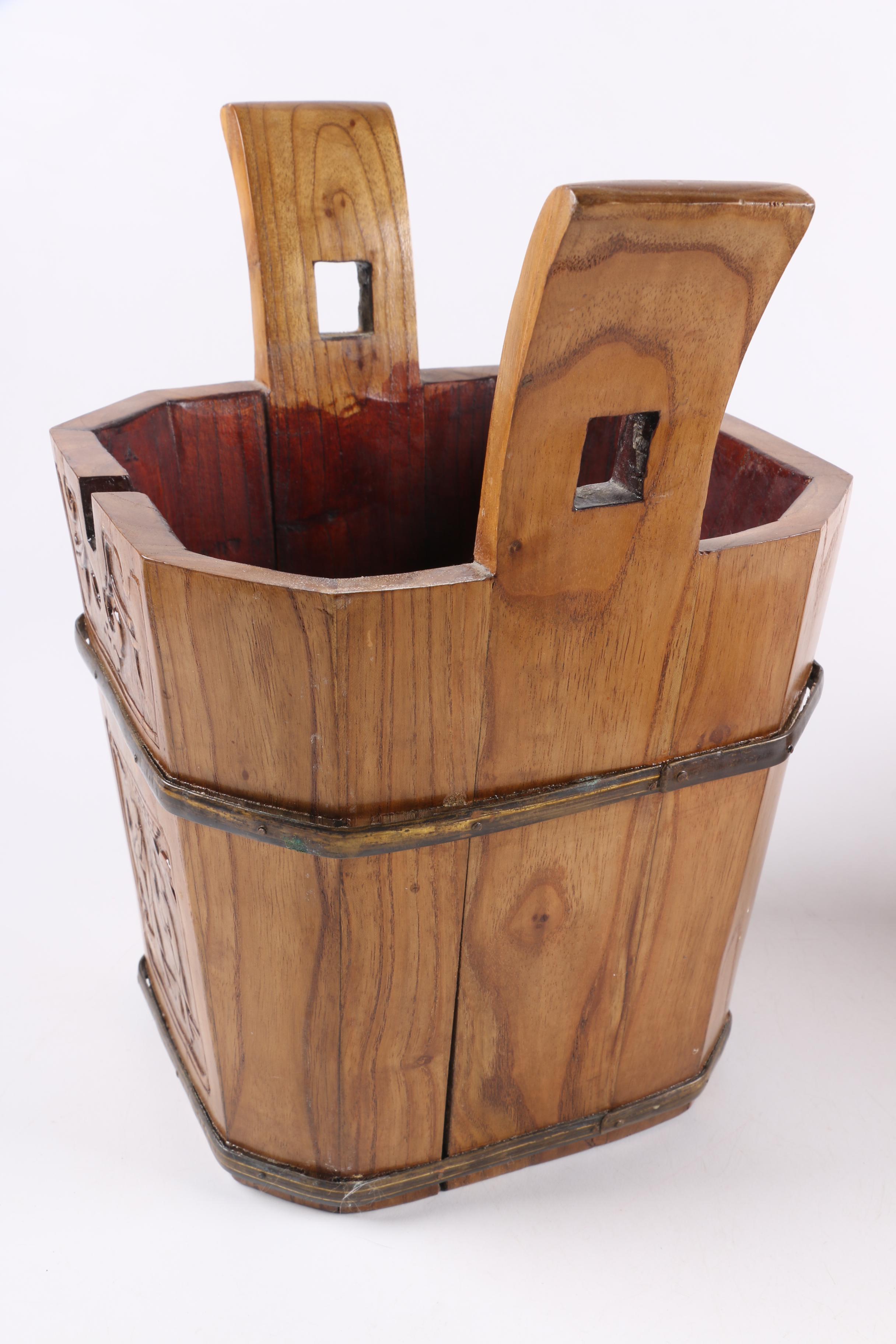 Vintage Carved Chinese Lunch Box Baskets