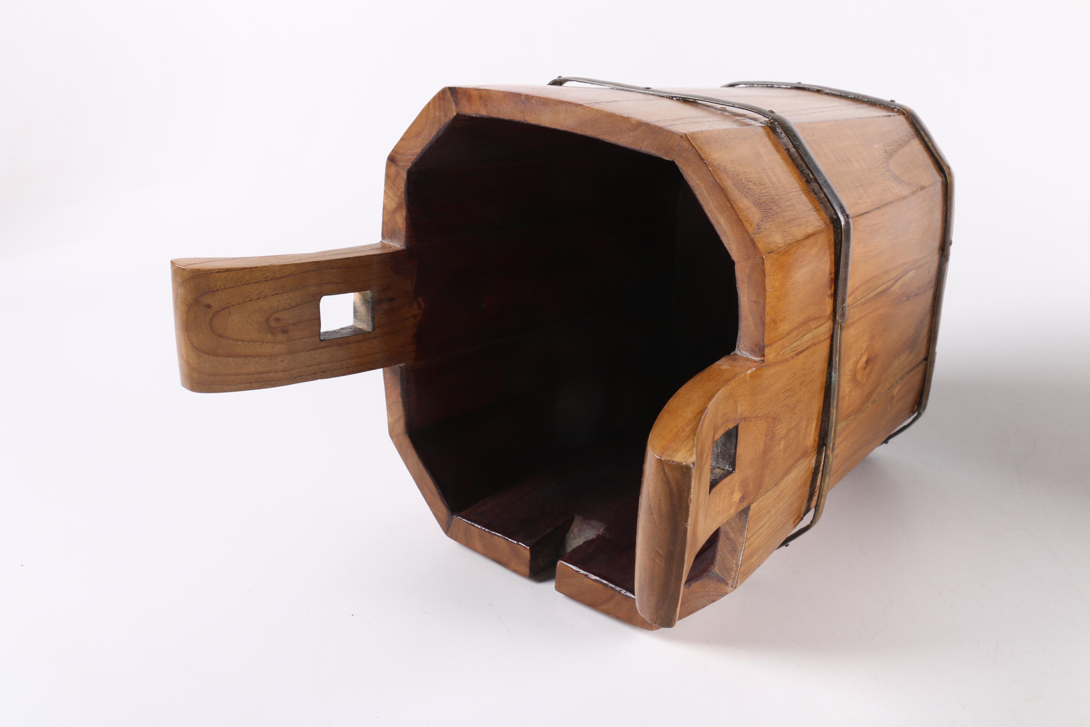 Vintage Carved Chinese Lunch Box Baskets