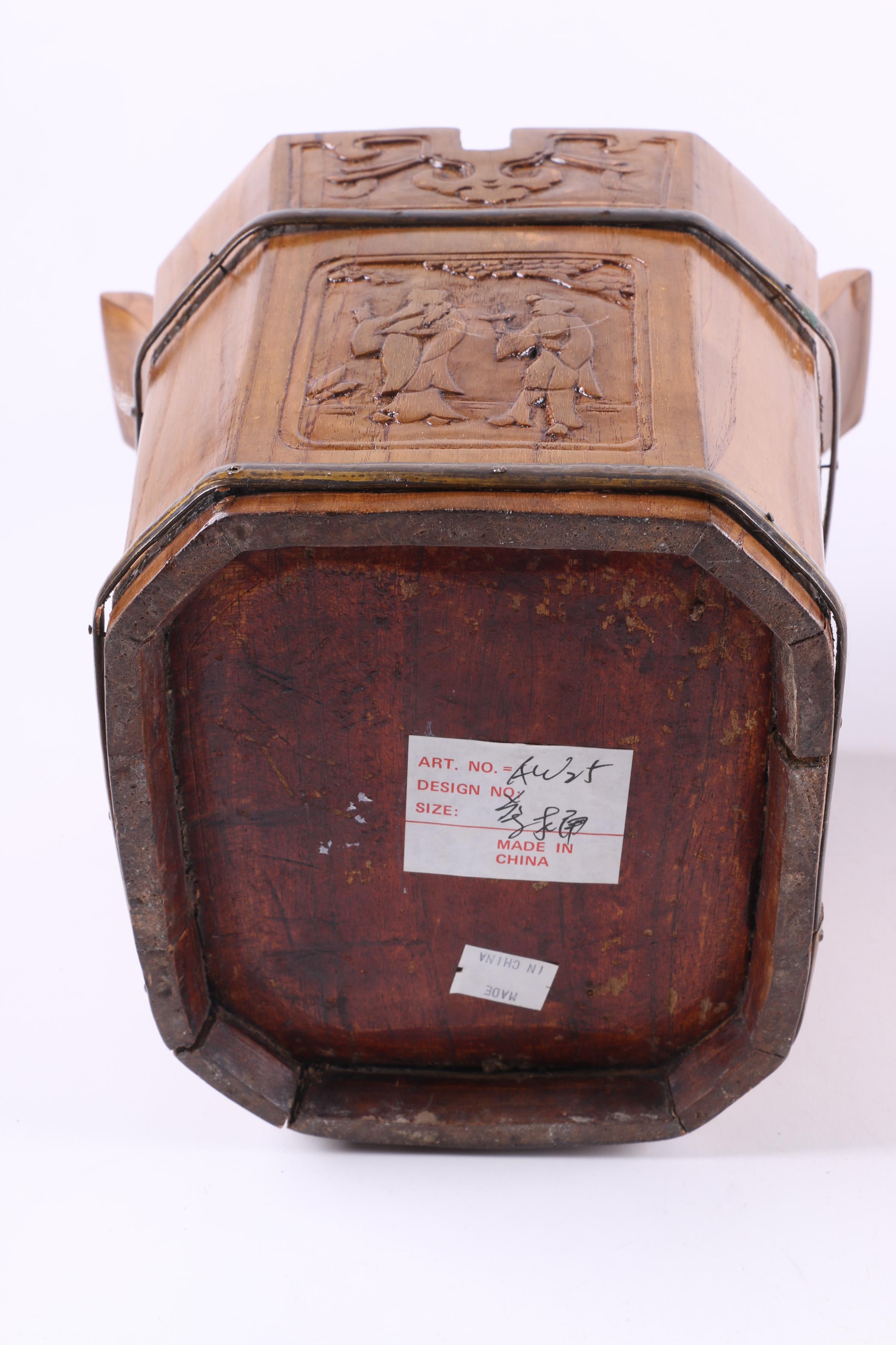 Vintage Carved Chinese Lunch Box Baskets