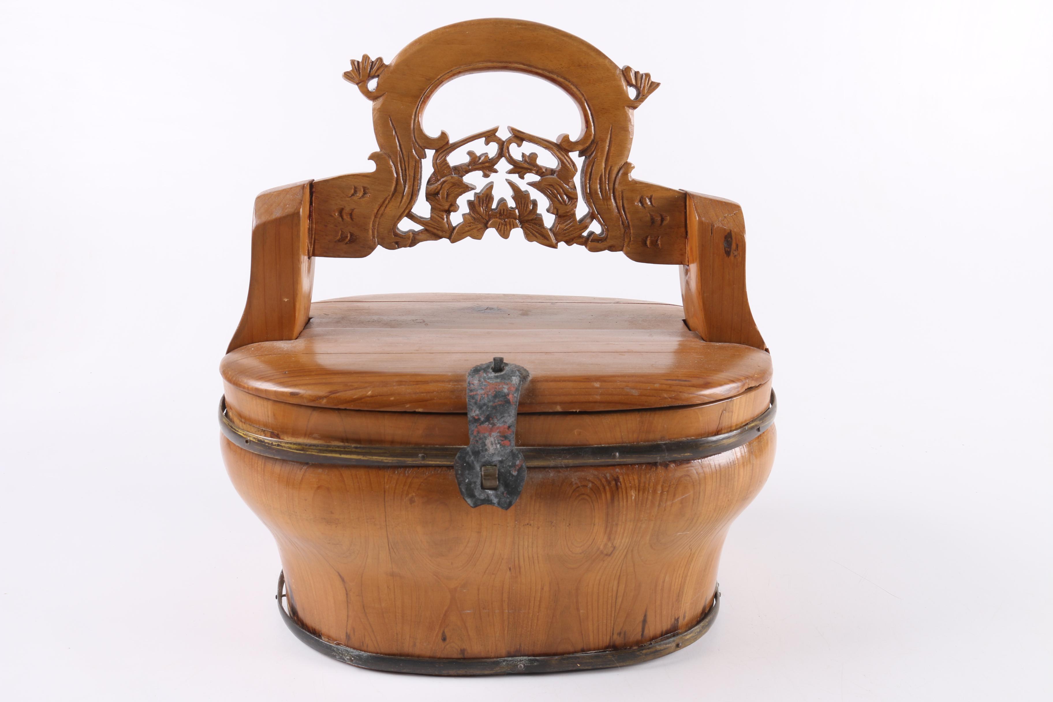 Vintage Carved Chinese Lunch Box Baskets