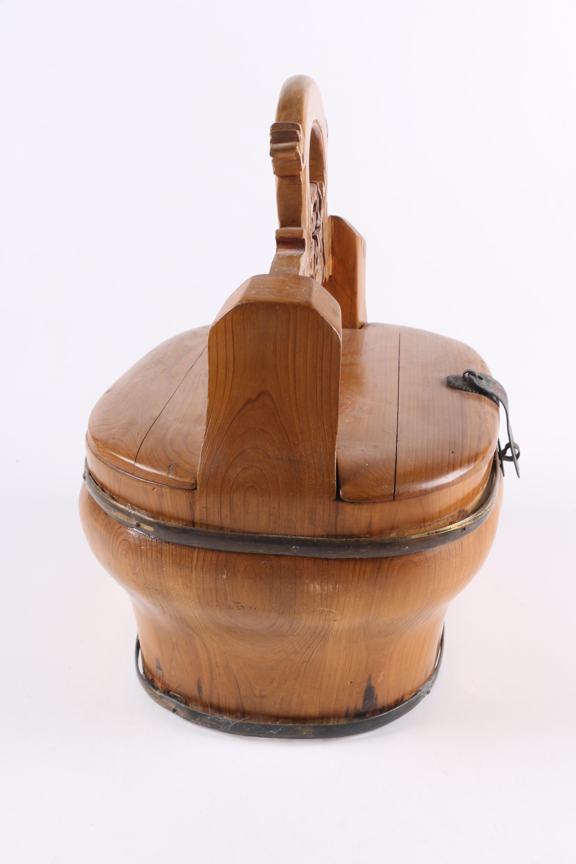 Vintage Carved Chinese Lunch Box Baskets