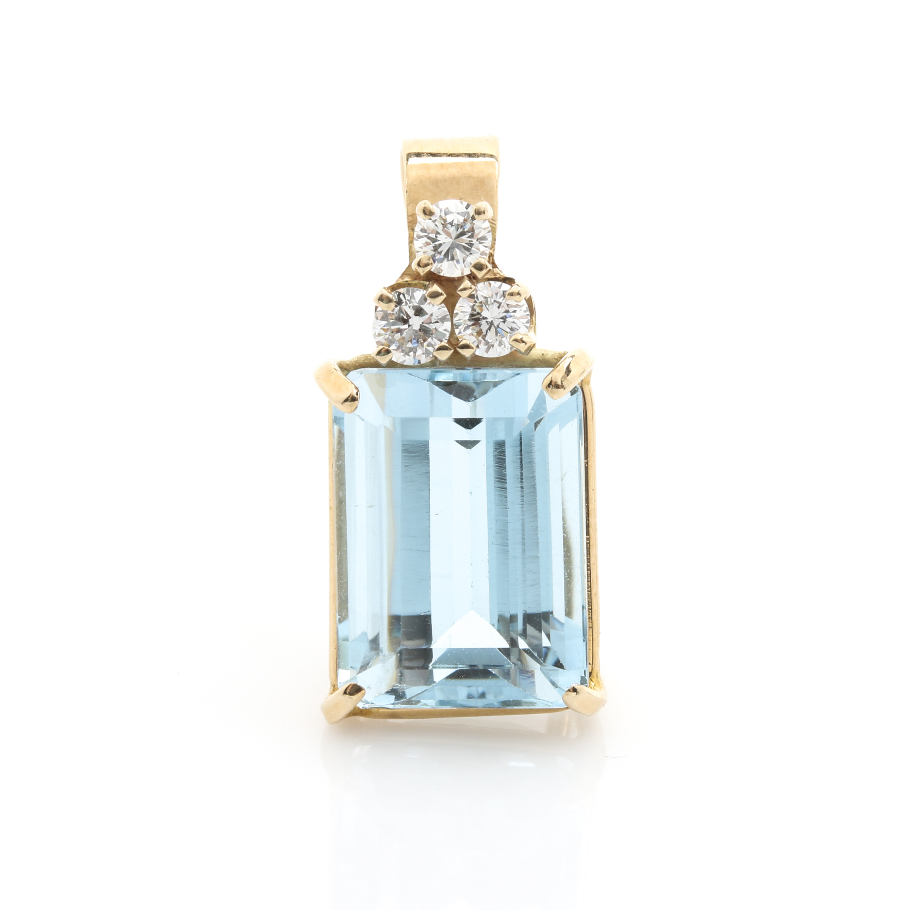 14K Yellow Gold Topaz and Diamond Pendant