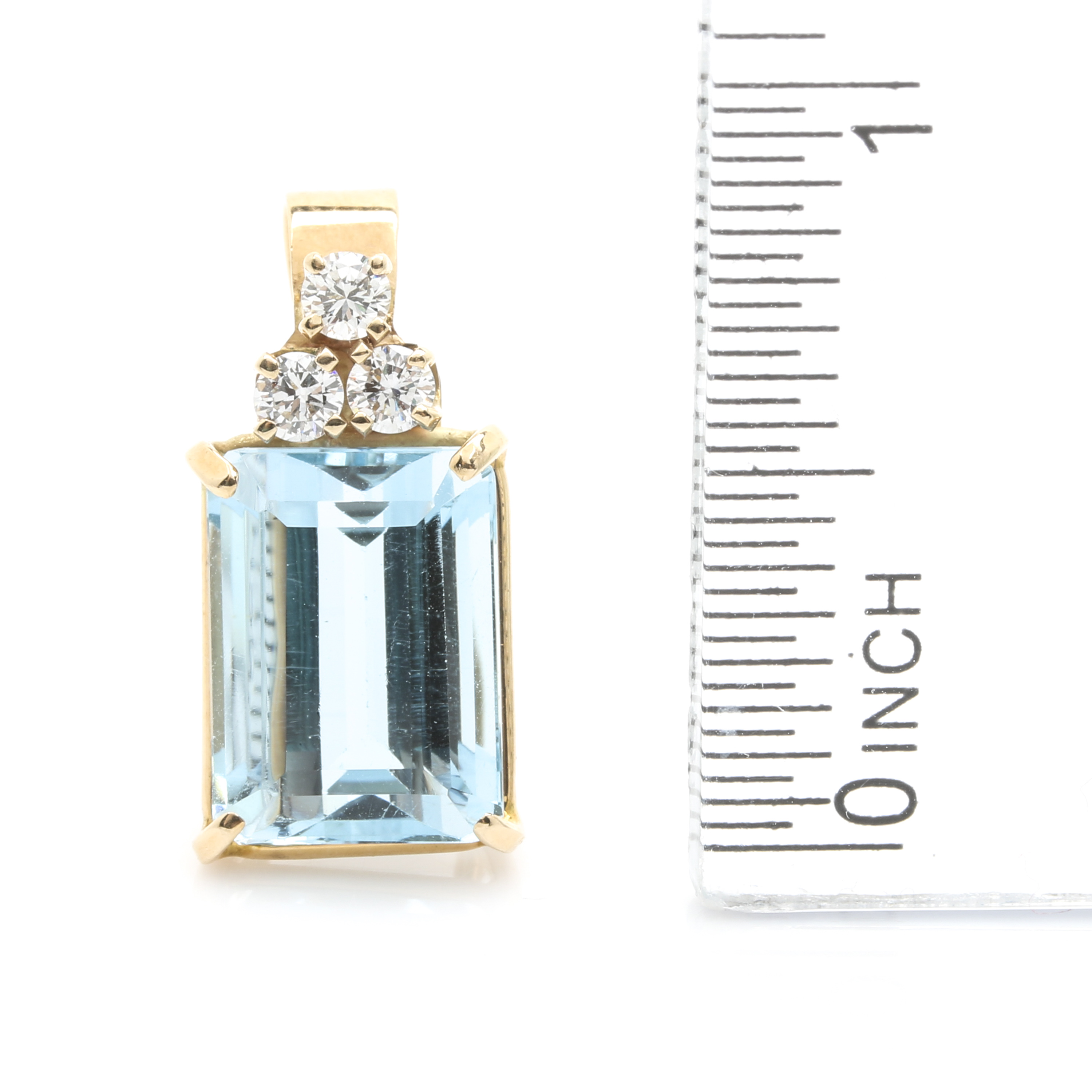 14K Yellow Gold Topaz and Diamond Pendant