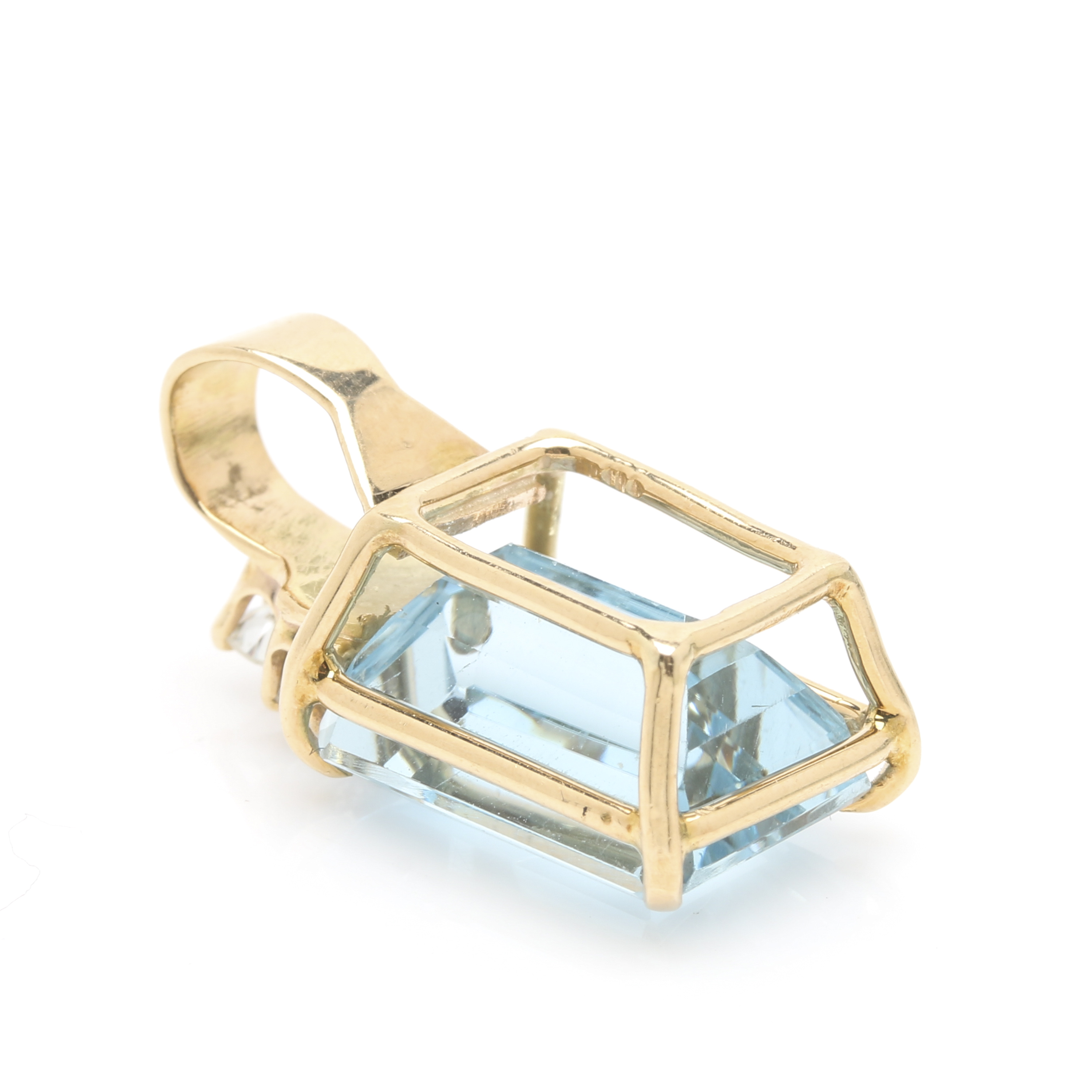 14K Yellow Gold Topaz and Diamond Pendant