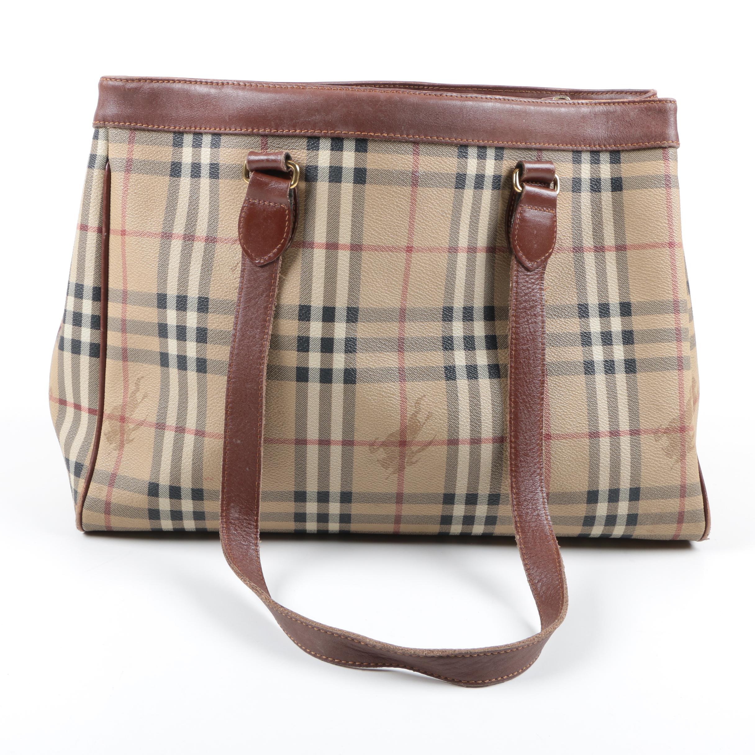 Burberry Coated Canvas "Haymarket Check" Tote