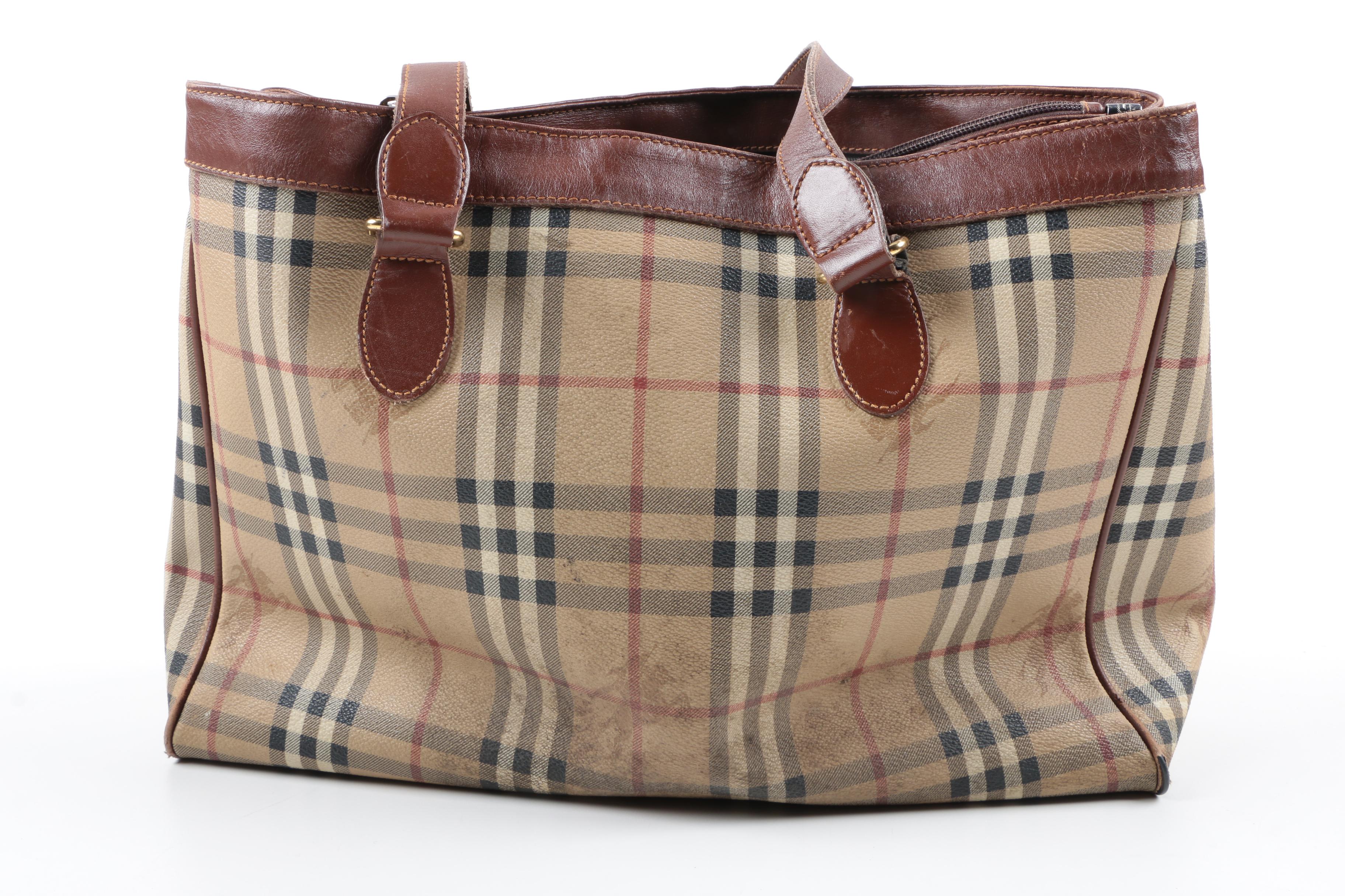 Burberry Coated Canvas "Haymarket Check" Tote