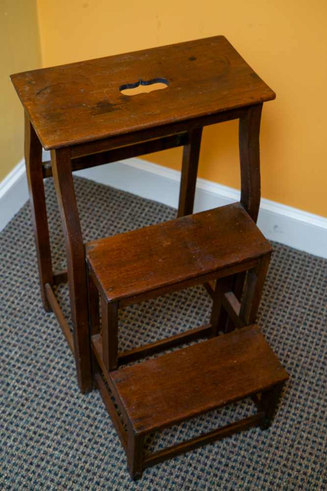 Antique Oak Folding Library Stool