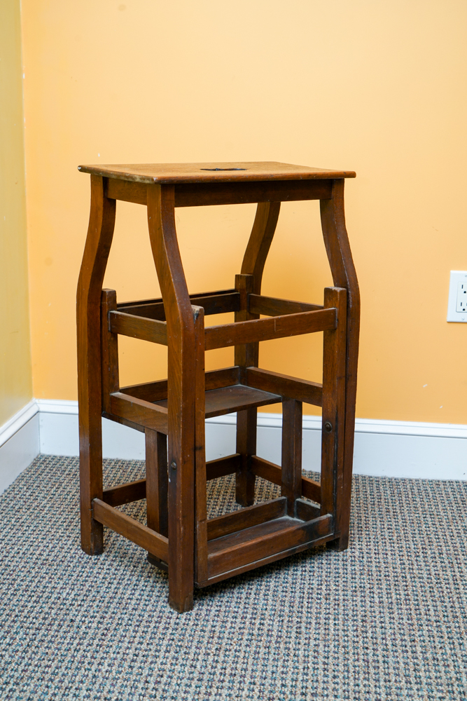 Antique Oak Folding Library Stool
